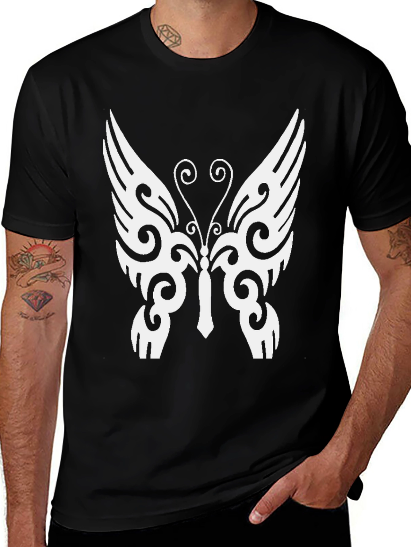 Variant 16 of Tribal Butterfly Black T-Shirt