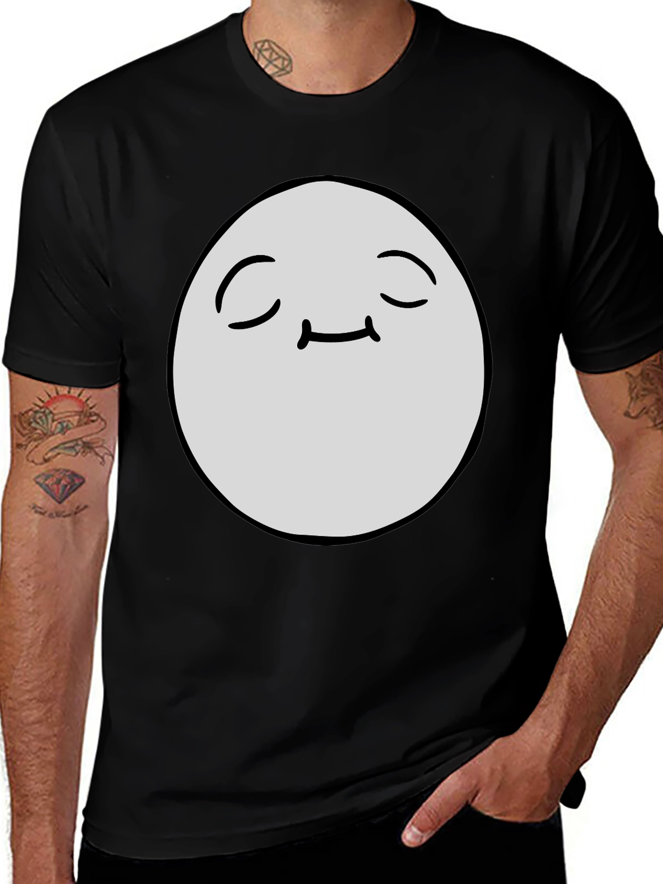 Relaxed Face Graphic Black T-Shirt