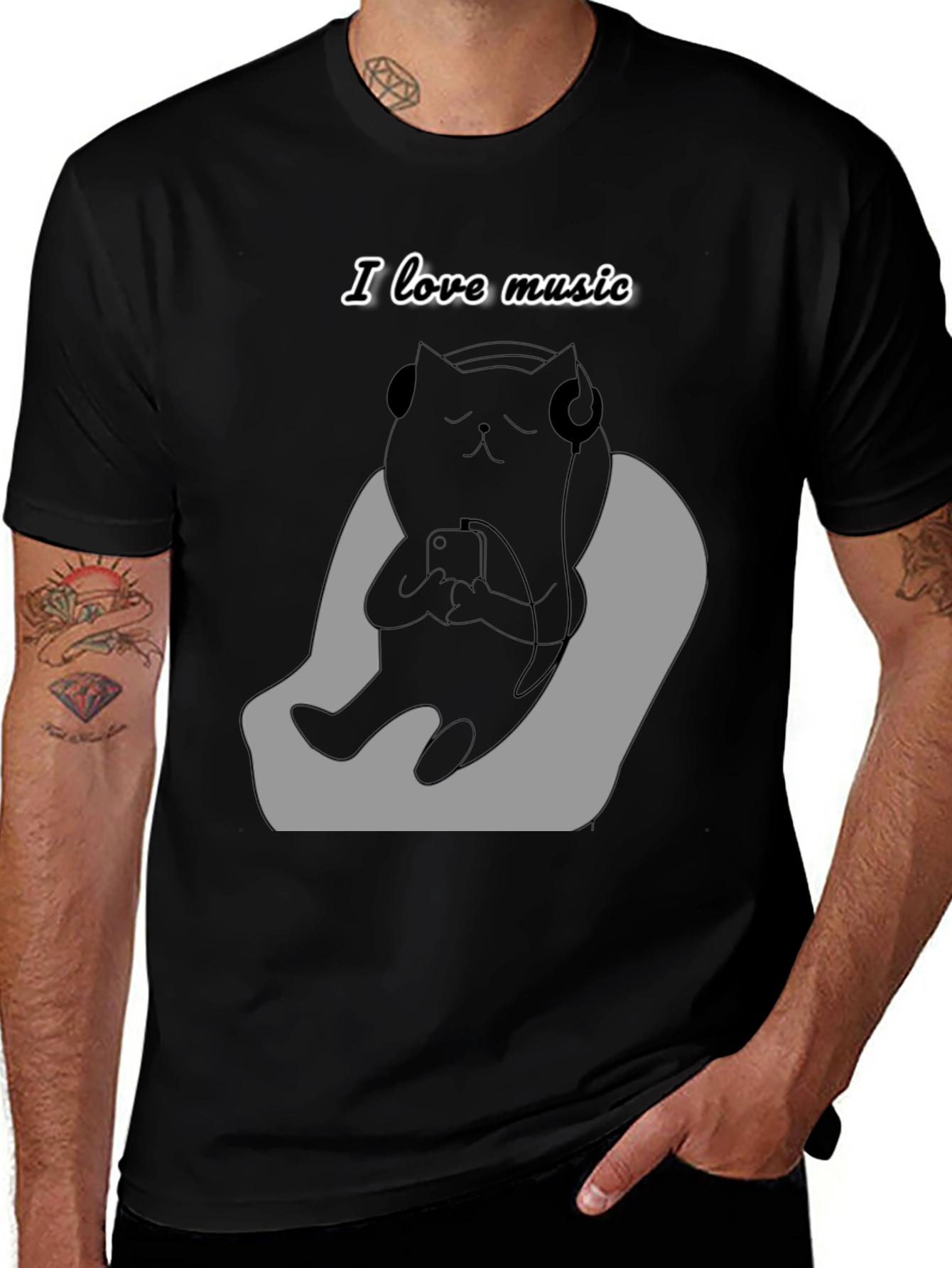 Variant 24 of Cool Cat Music Lover Graphic Tee