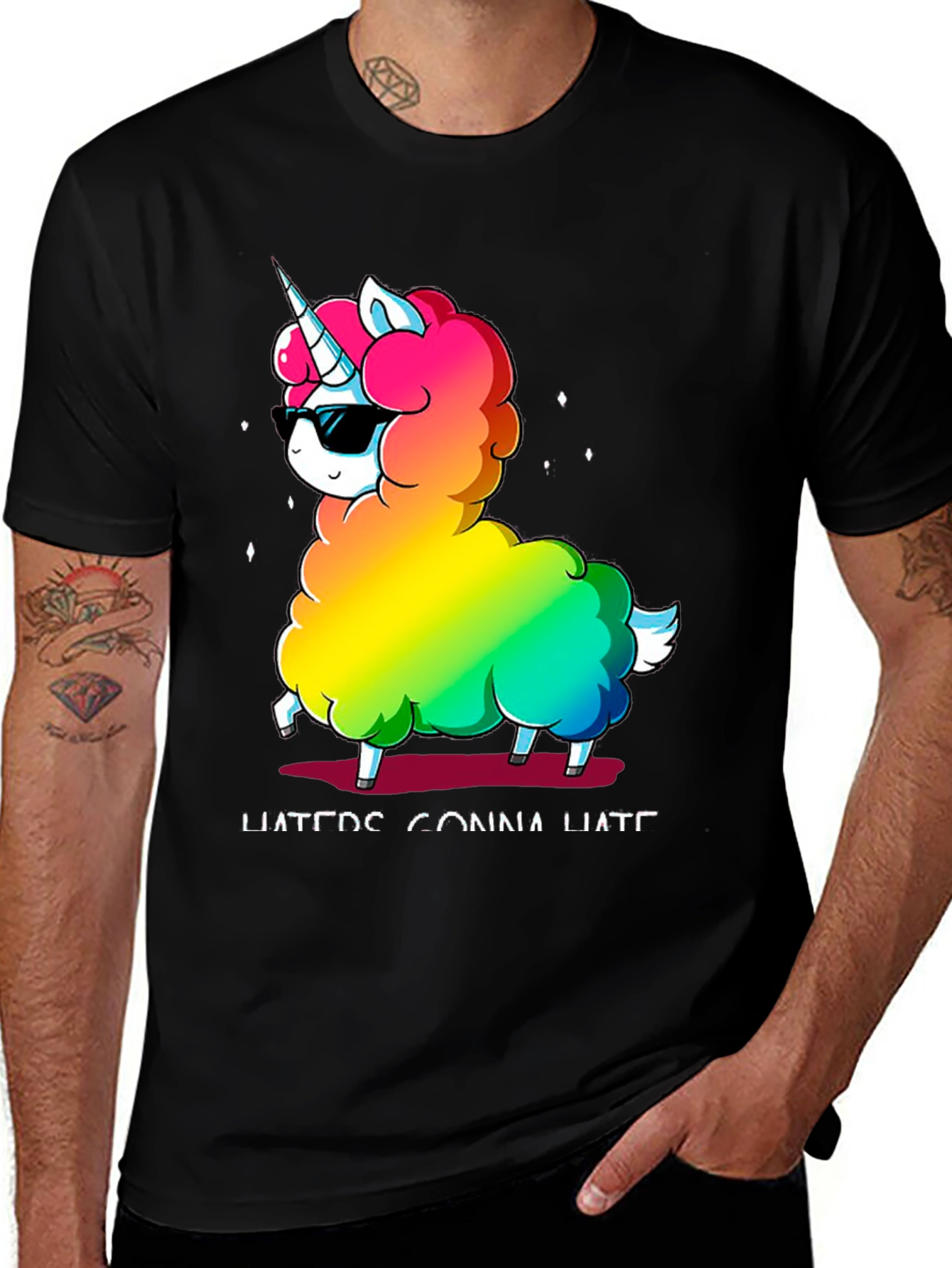 Variant 30 of Cool Llama Unicorn Haters Gonna Hate T-Shirt