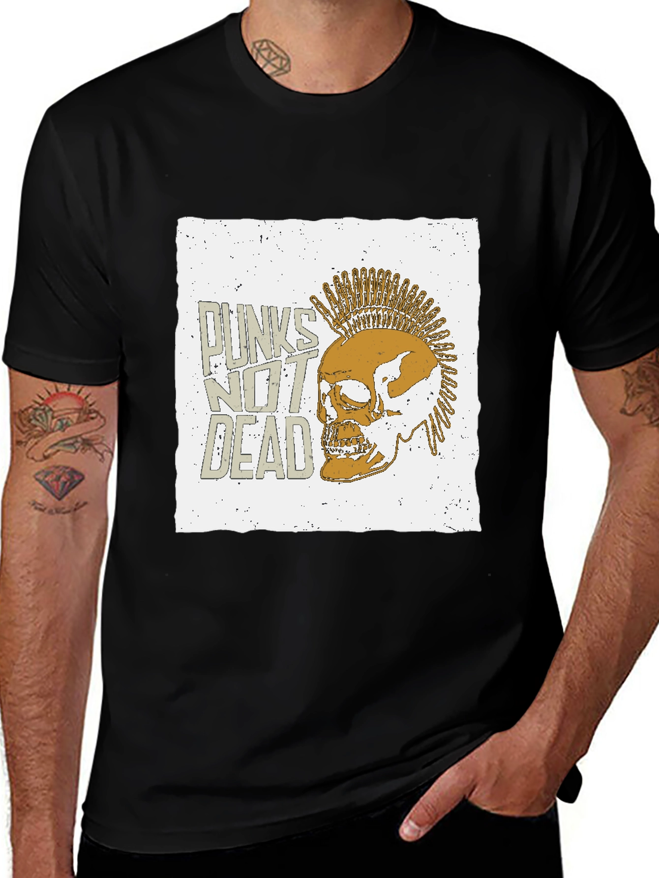 Variant 16 of Punk Skull Graphic Tee - Punks Not Dead T-Shirt