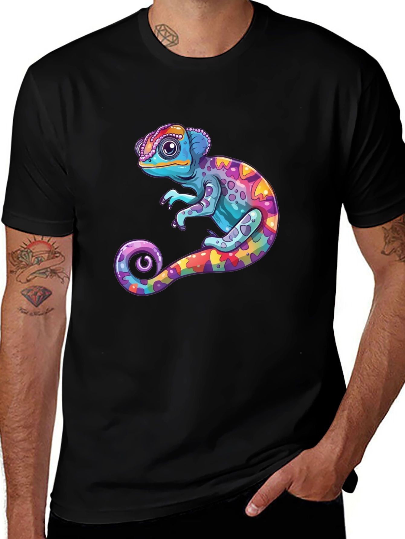 Variant 22 of Cool Chameleon Graphic T-Shirt - Unique Colorful Design