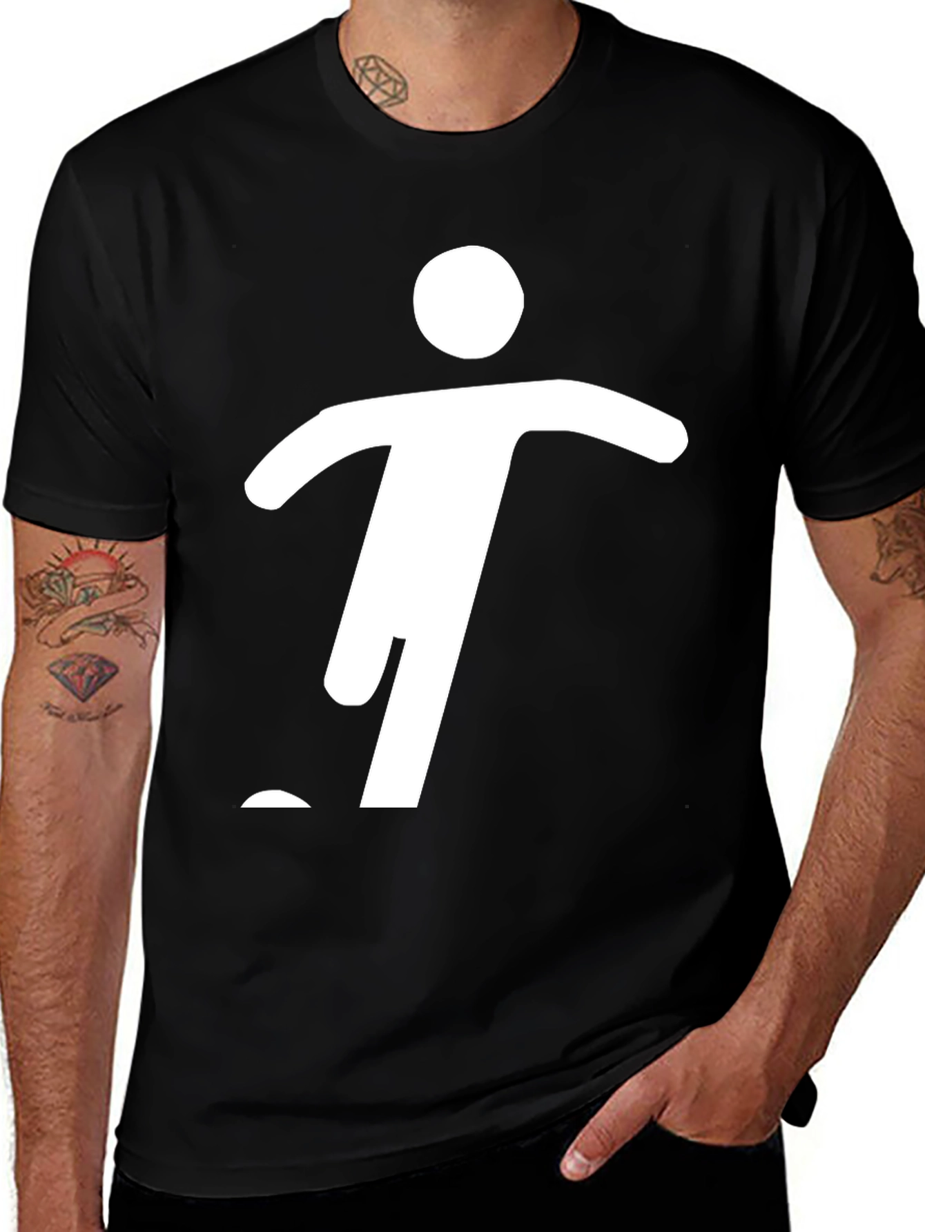 Variant 10 of Men's Black Graphic Tee - Stick Figure Design