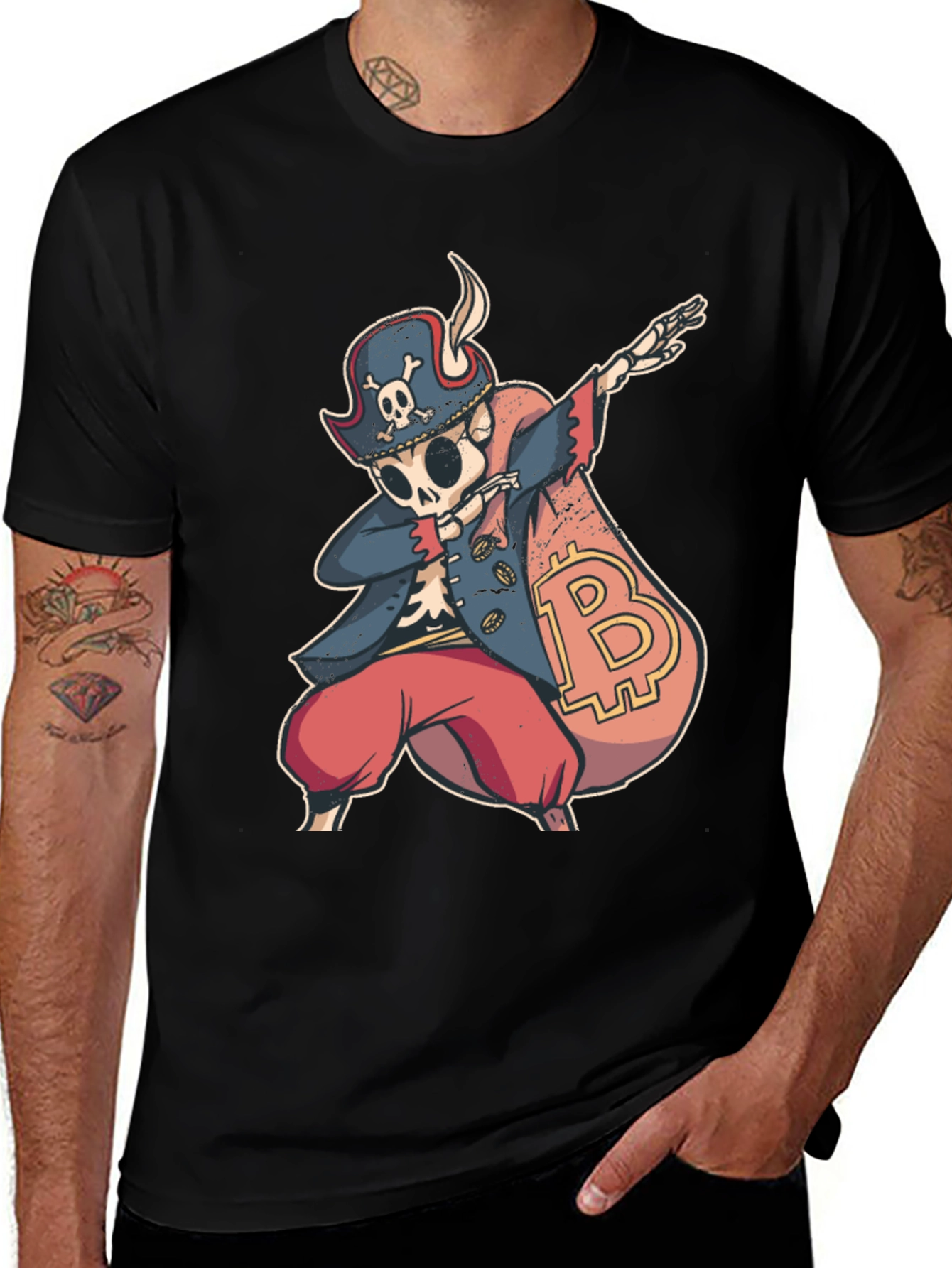 Variant 16 of Bitcoin Pirate Dabbing T-Shirt - Crypto Swag