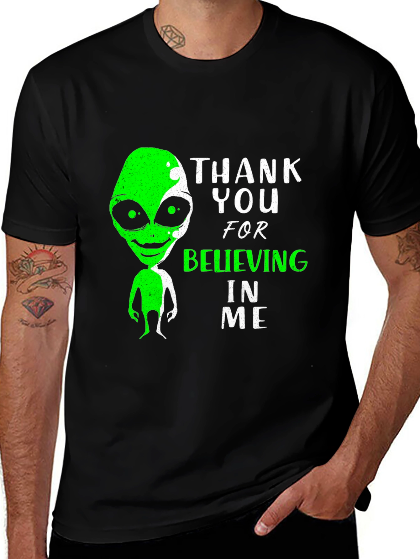 Variant 29 of Alien Believing Graphic Tee - Thank You
