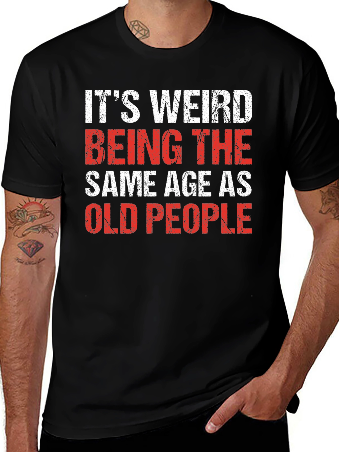 Variant 24 of Funny 'Old People' Black Cotton Blend T-Shirt