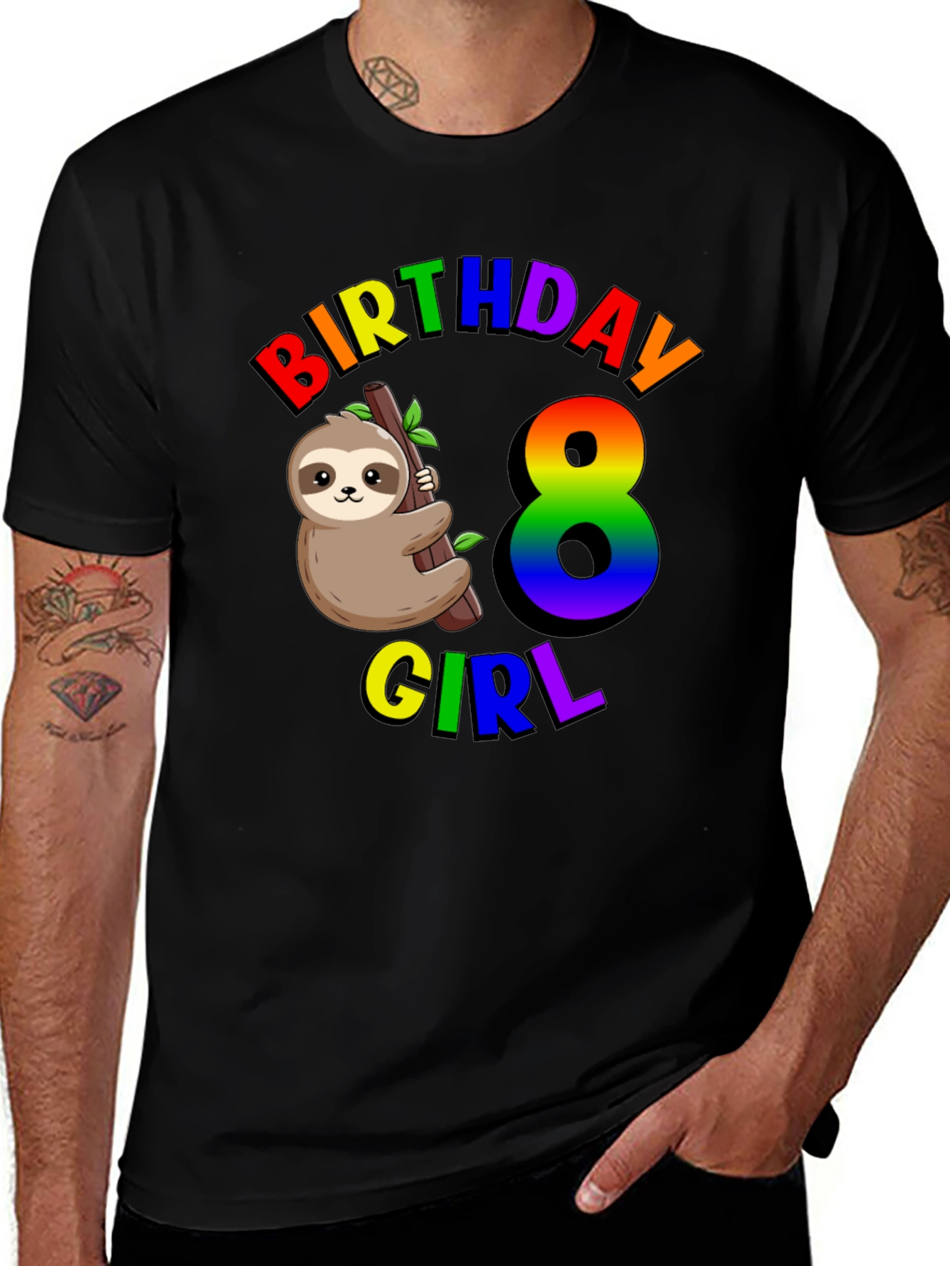 Variant 29 of Birthday Girl 8 Sloth T-Shirt