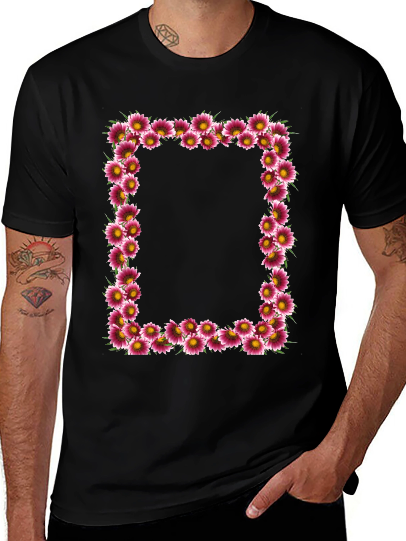 Variant 24 of Floral Frame Black T-Shirt