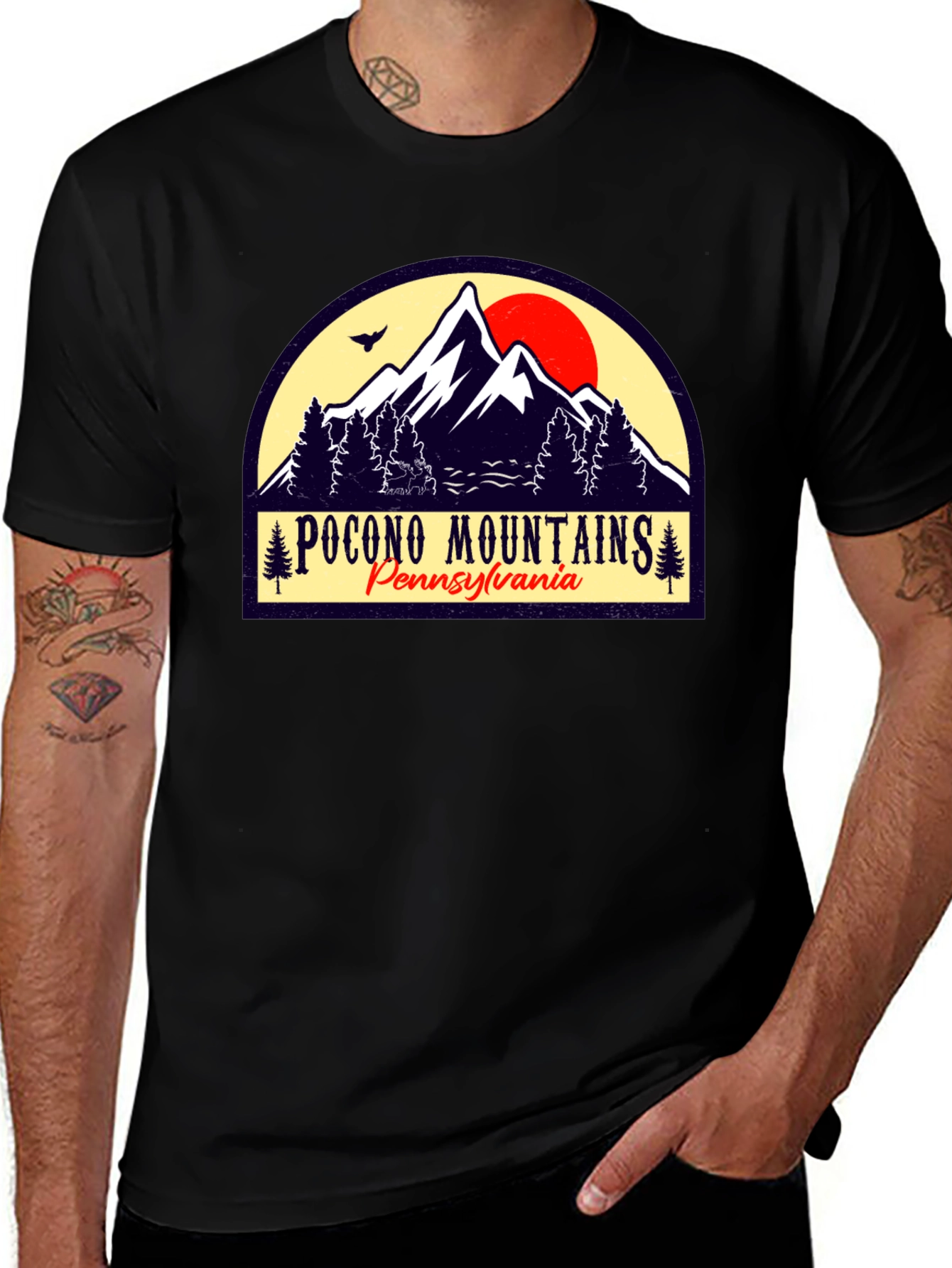 Variant 15 of Pocono Mountains Black Graphic T-Shirt