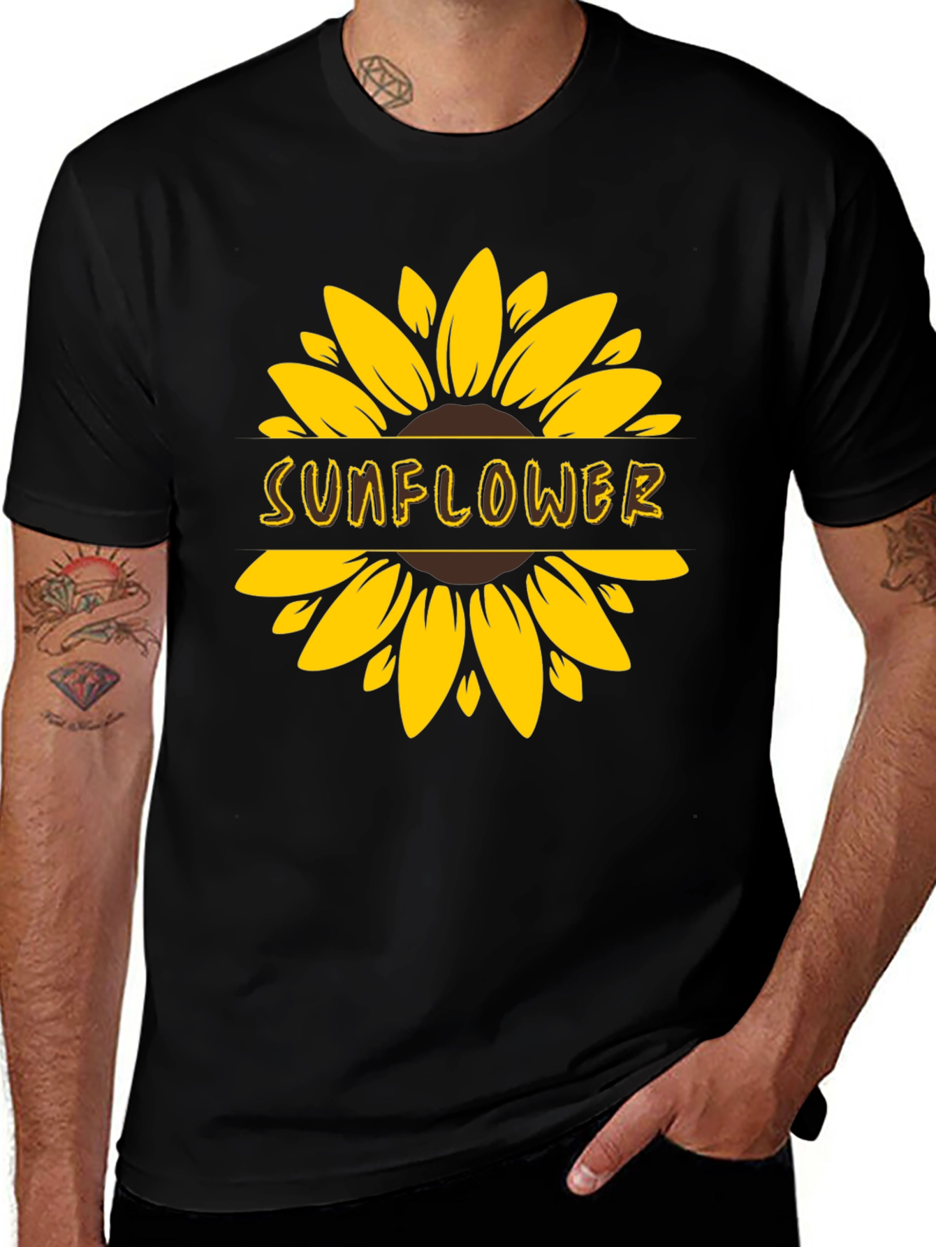 Variant 14 of Sunflower Graphic Tee - Stylish Black Cotton T-Shirt