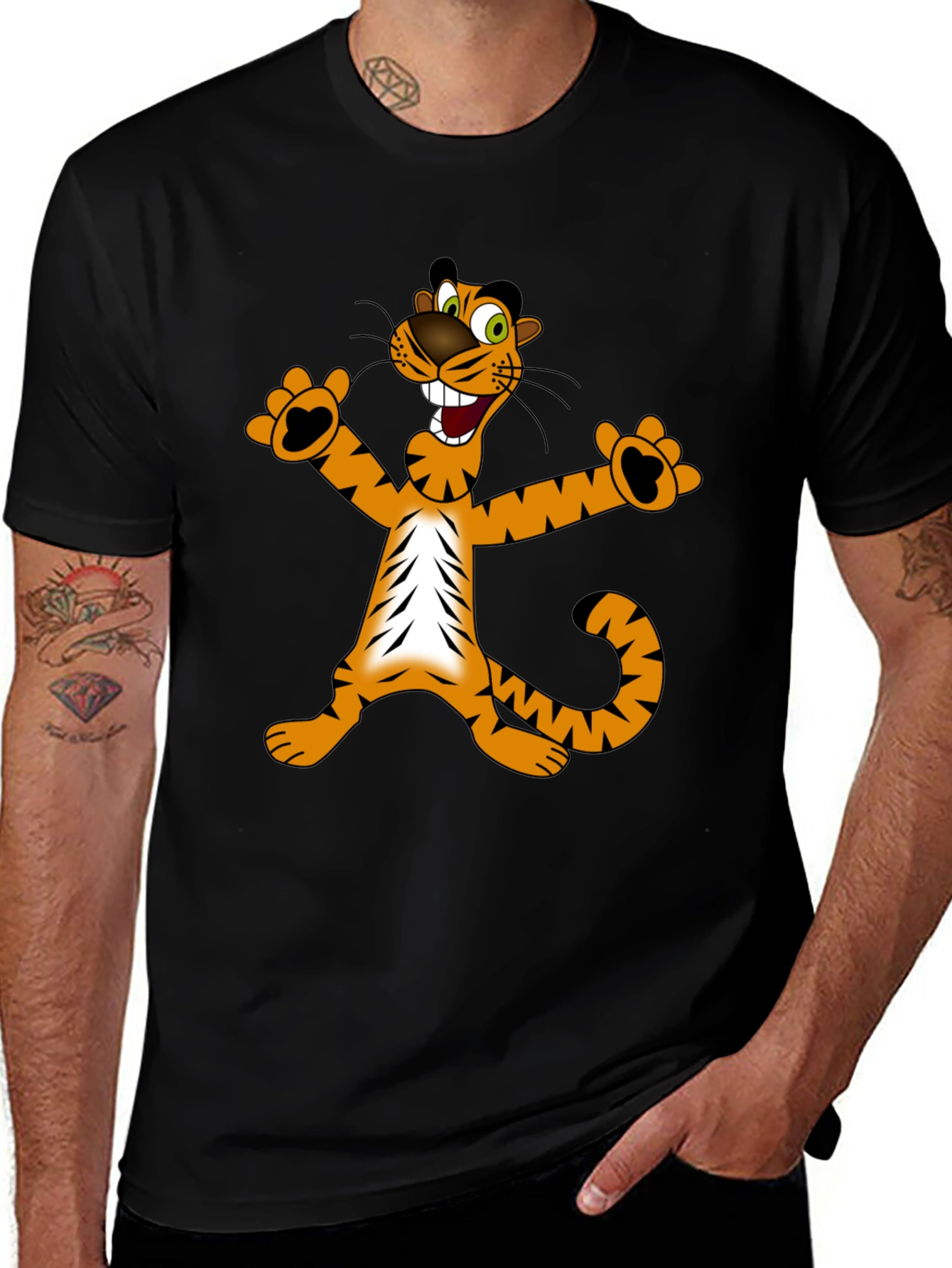 Variant 27 of Cartoon Tiger Graphic Black T-Shirt