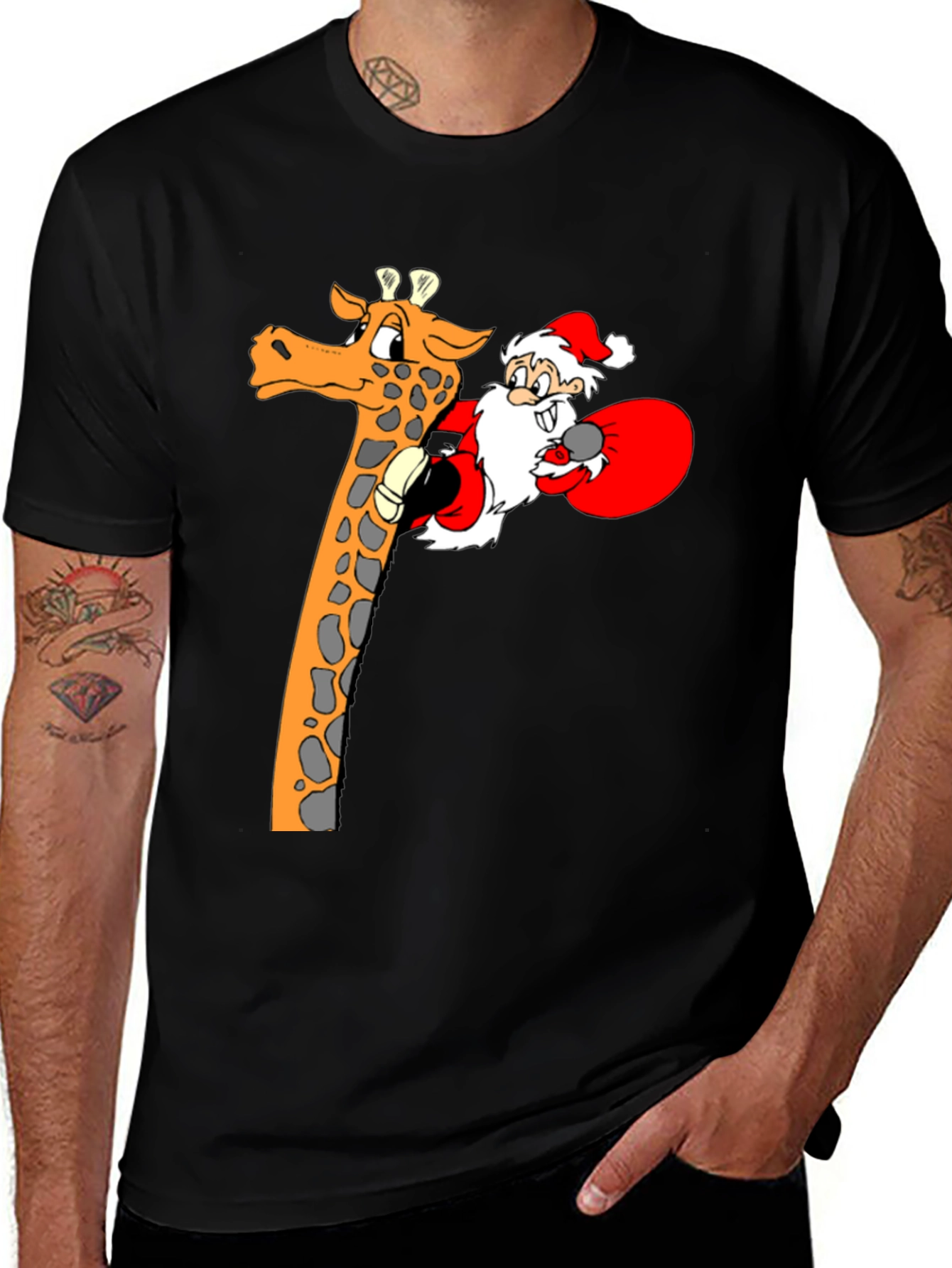 Variant 16 of Santa Riding Giraffe T-Shirt