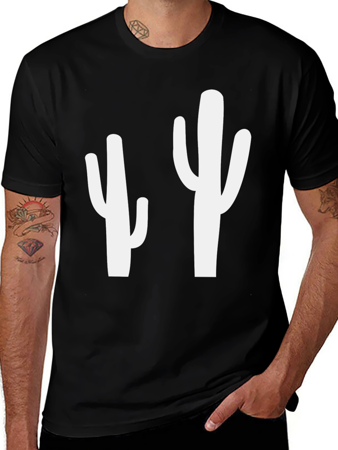 Variant 23 of Cactus Graphic Tee - Black Cotton T-Shirt