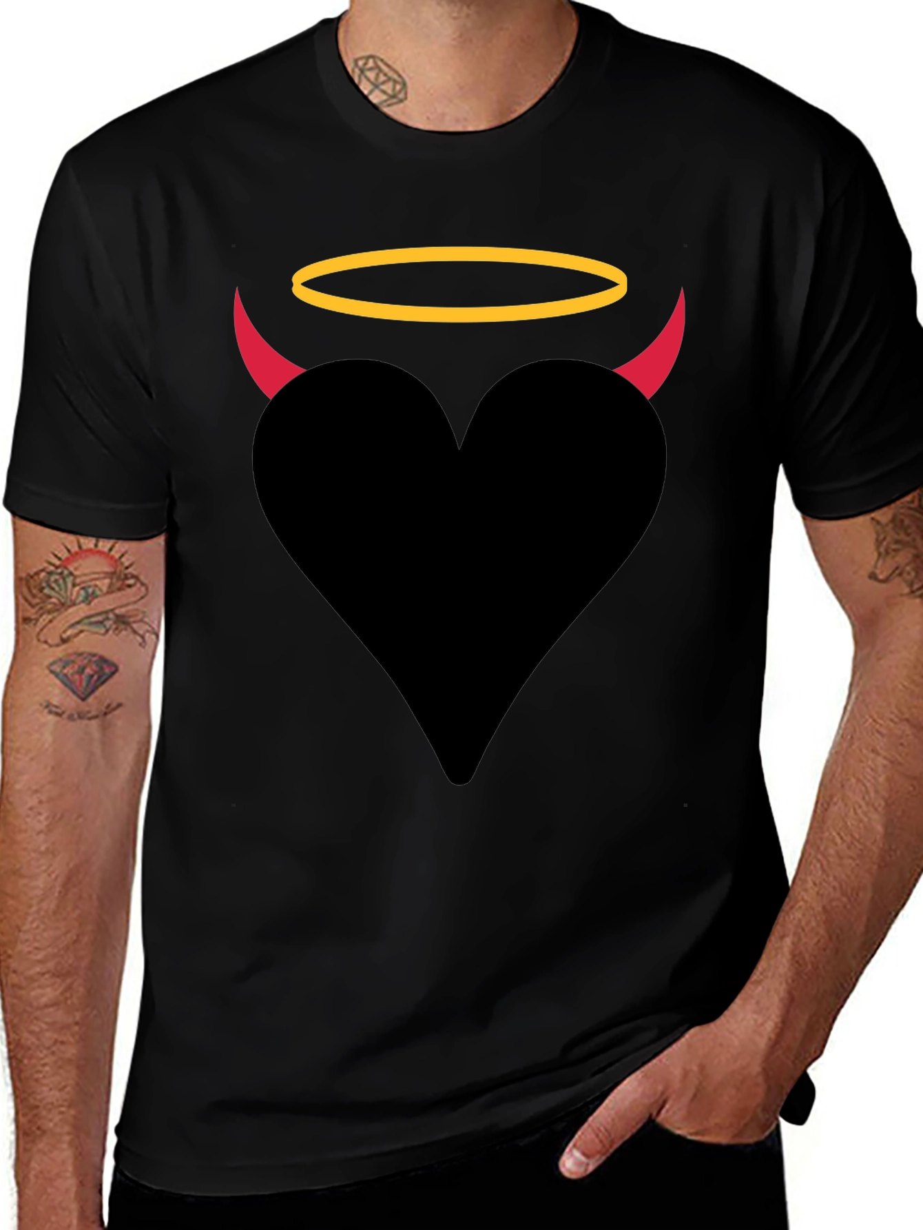 Variant 2 of Angel Devil Heart Graphic T-Shirt