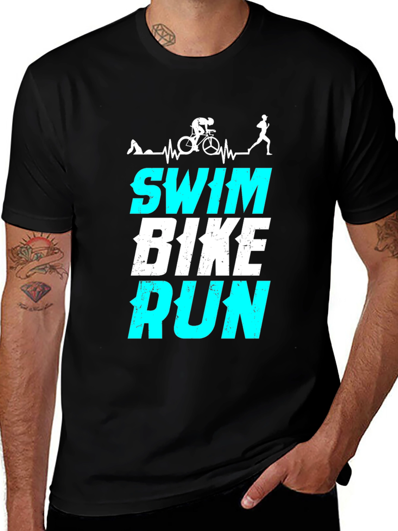 Variant 21 of Triathlon Swim Bike Run T-Shirt