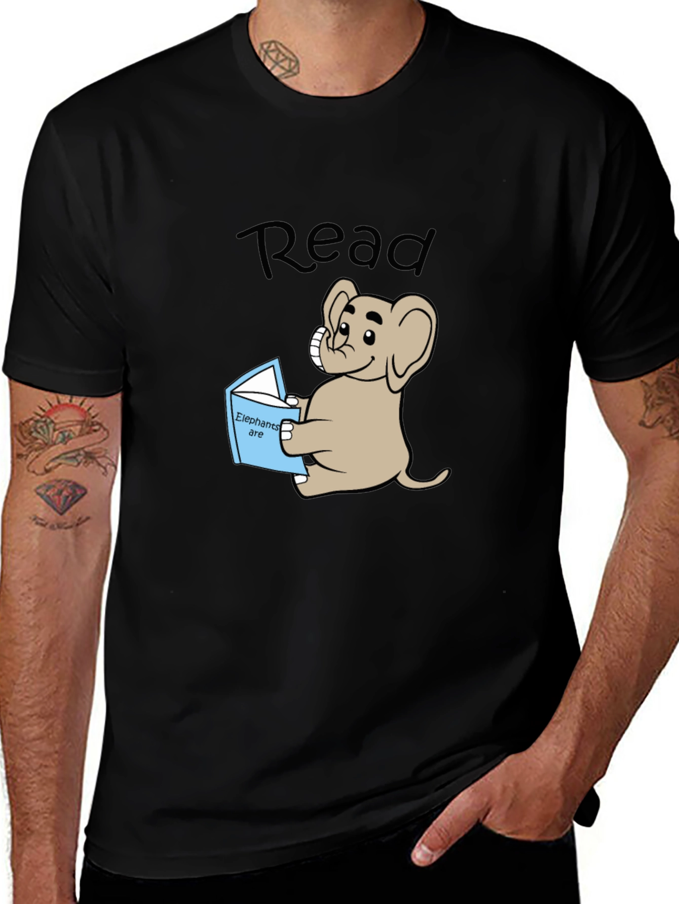 Variant 29 of Cute Elephant Reading Book Graphic T-Shirt