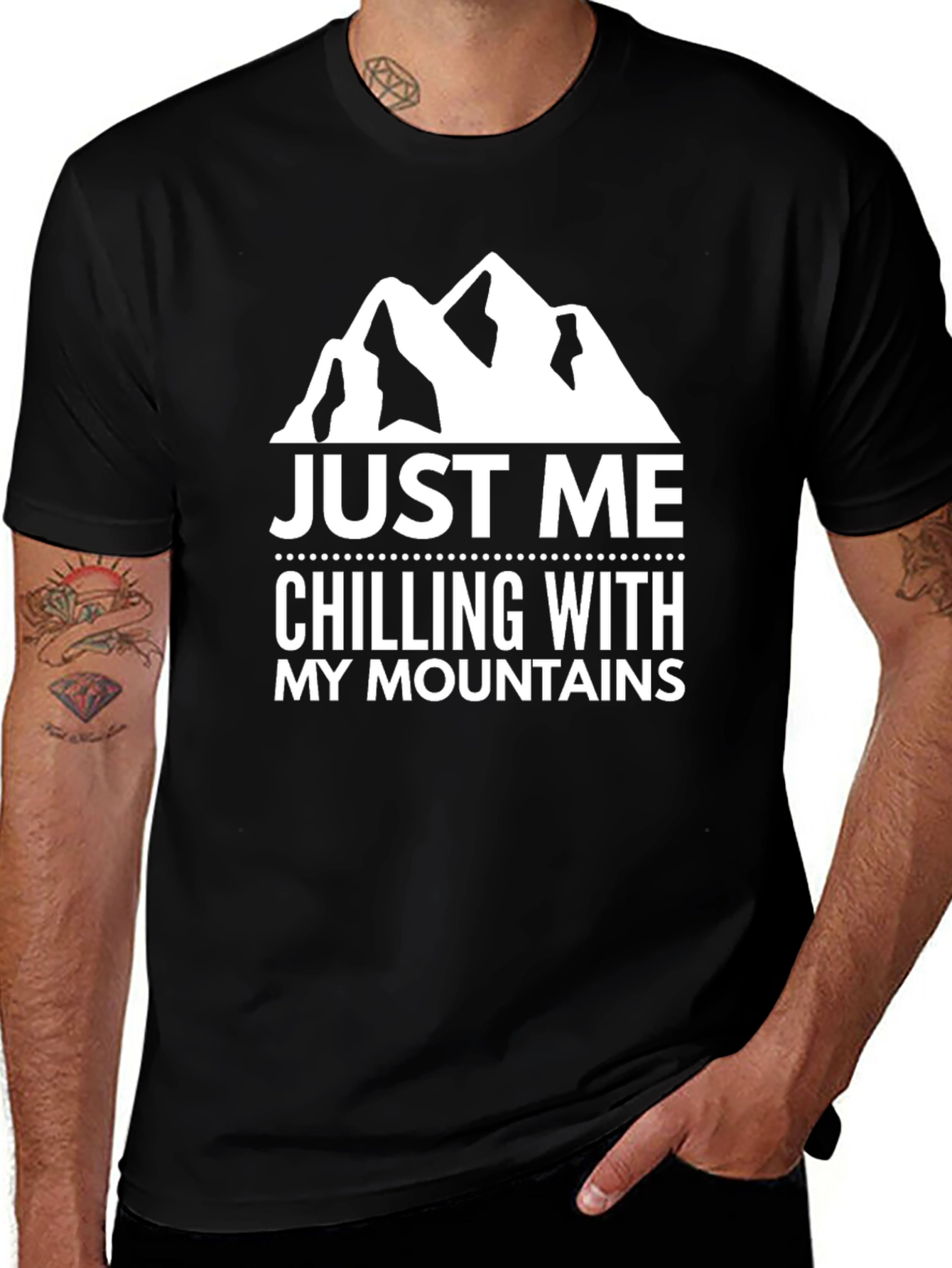 Variant 30 of Just Me Chilling With My Mountains Black T-Shirt