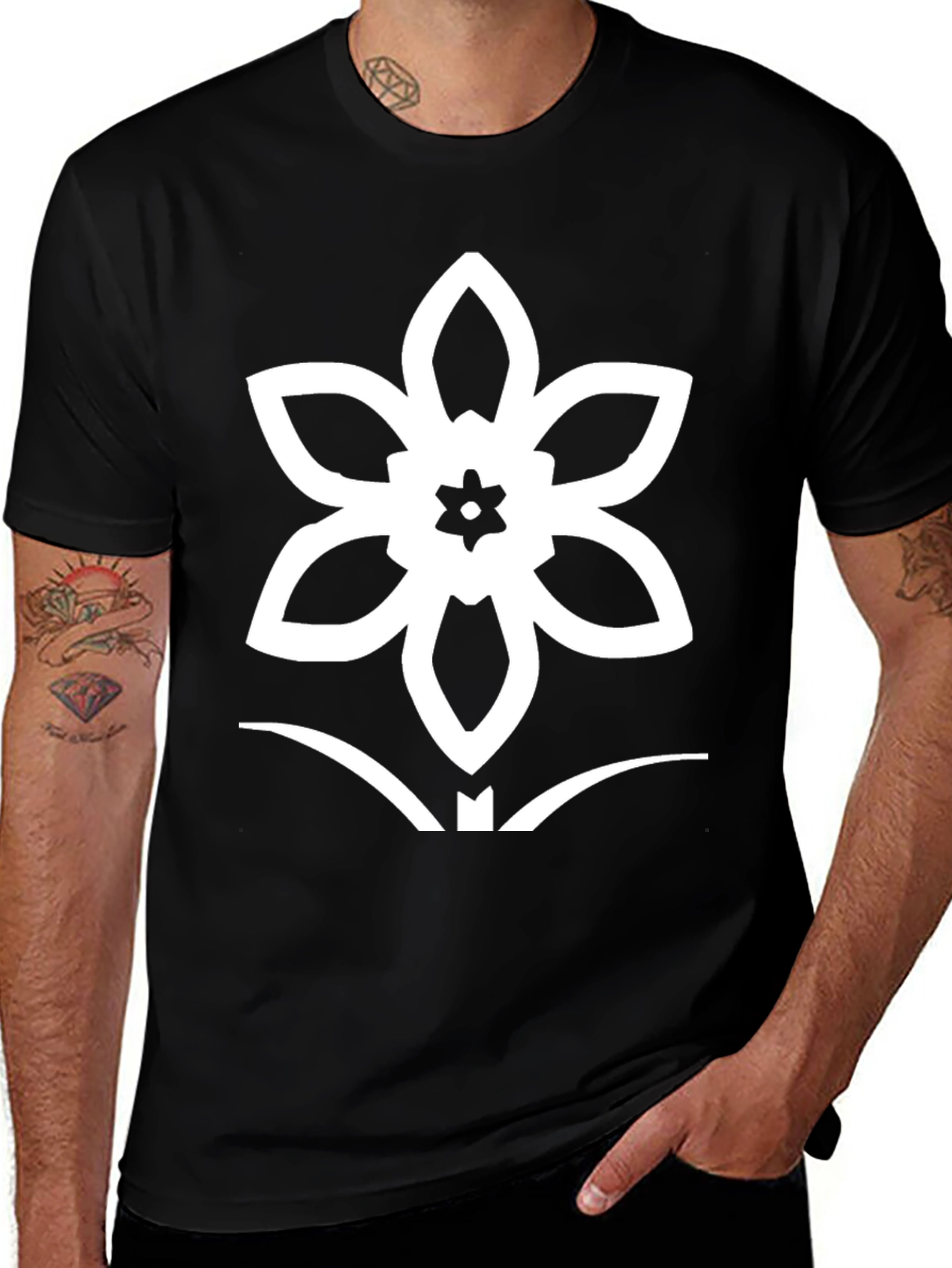 Variant 6 of Floral Graphic Tee - Black Cotton T-Shirt