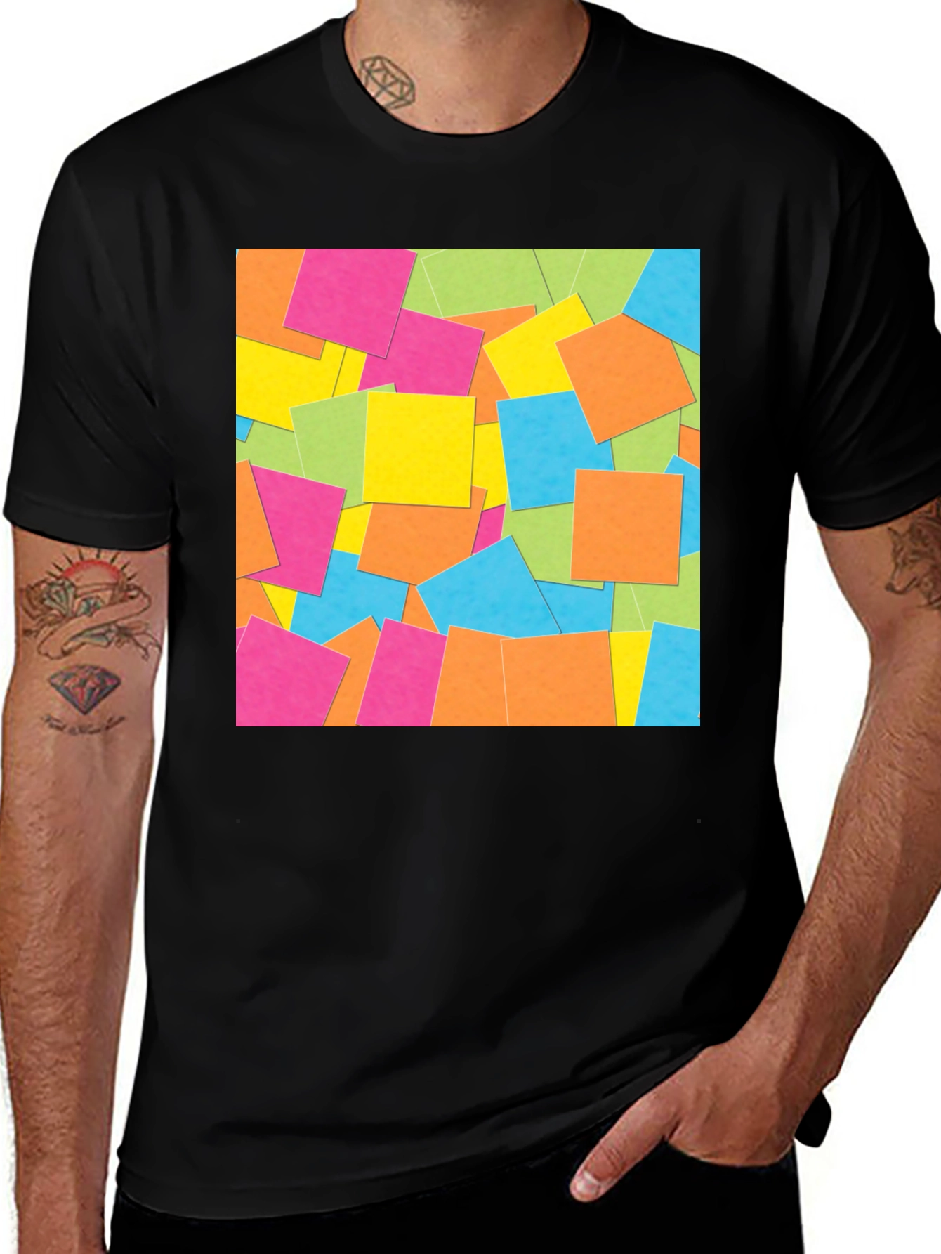 Variant 30 of Abstract Square Pattern Black T-Shirt