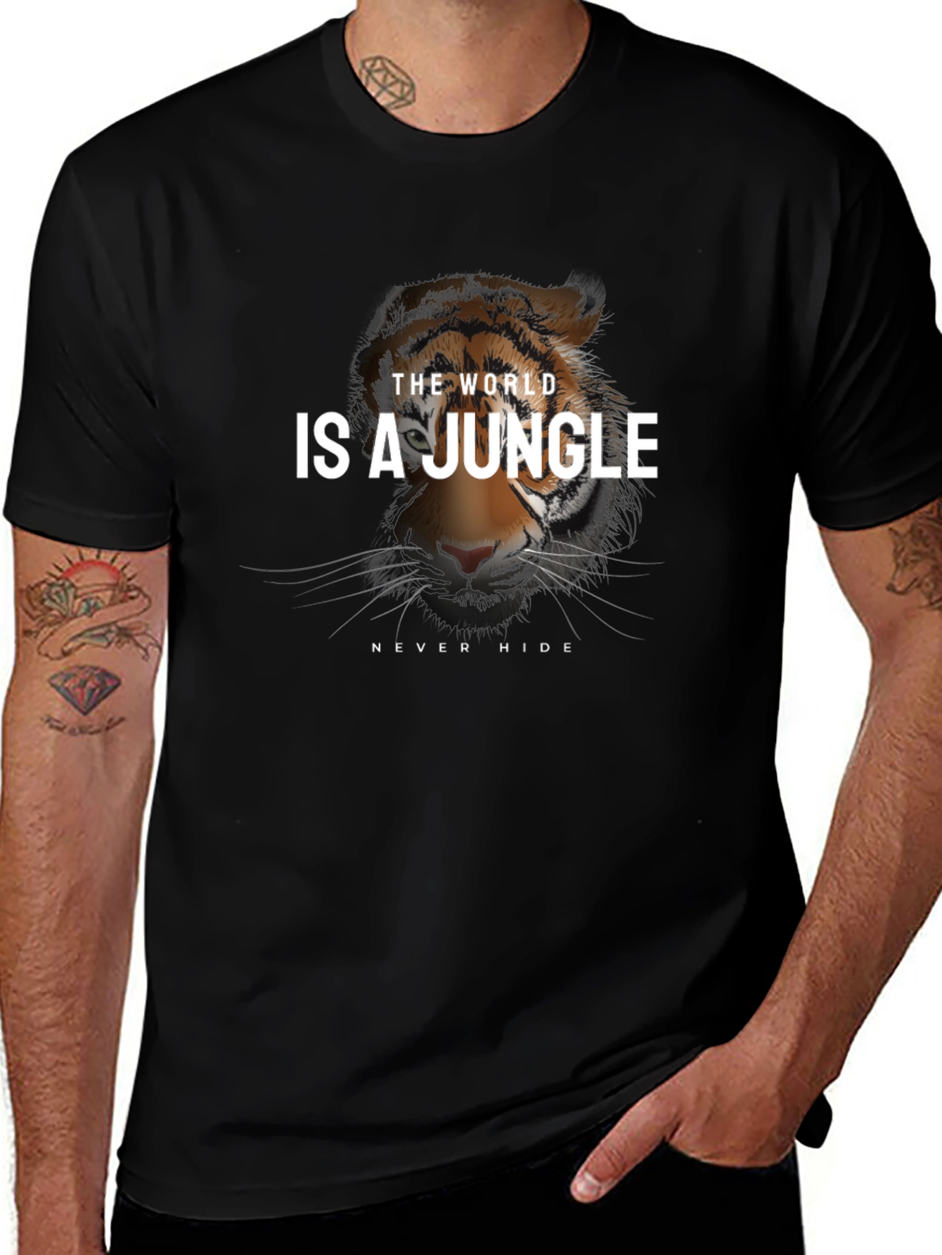 Variant 14 of The World is a Jungle Tiger Graphic Tee