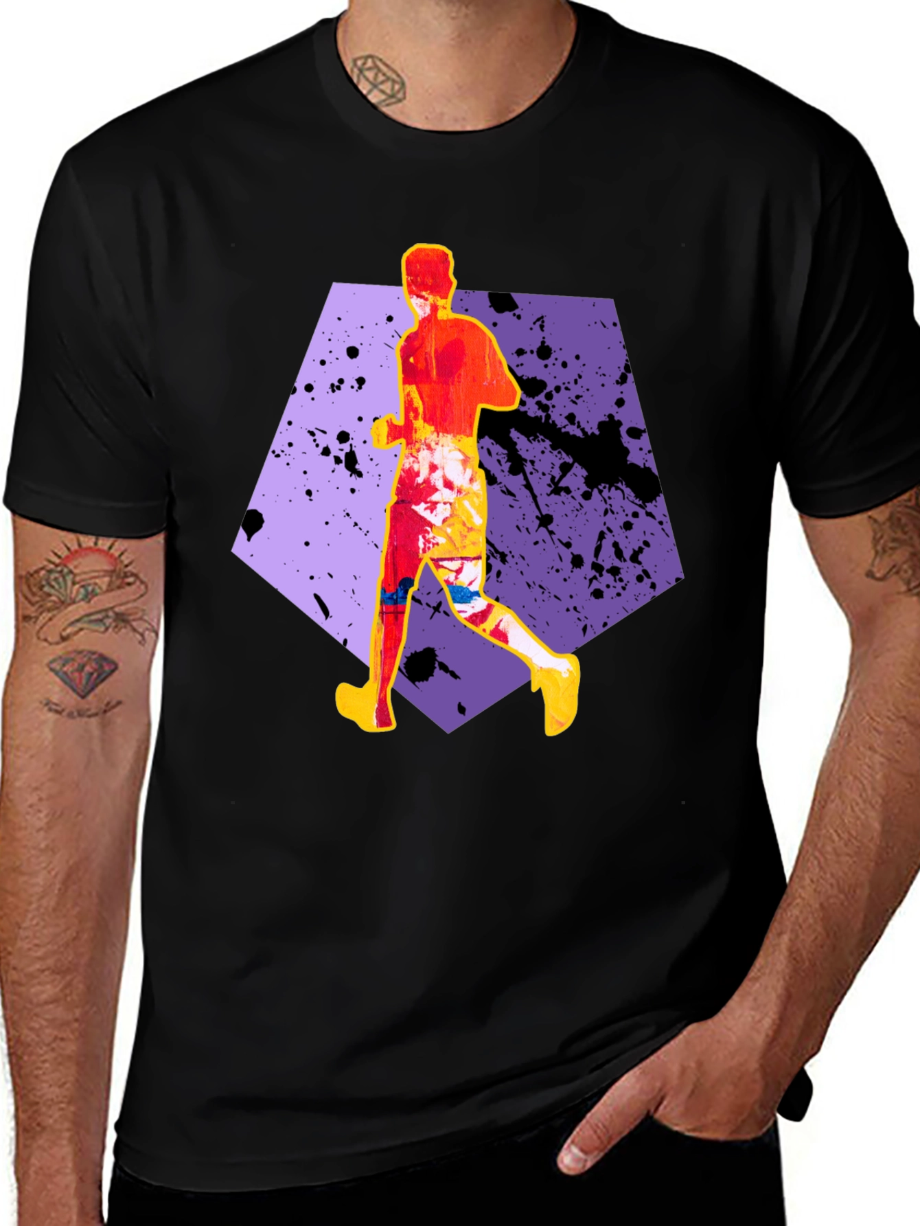 Variant 24 of Abstract Runner Graphic Tee - Stylish Black T-Shirt
