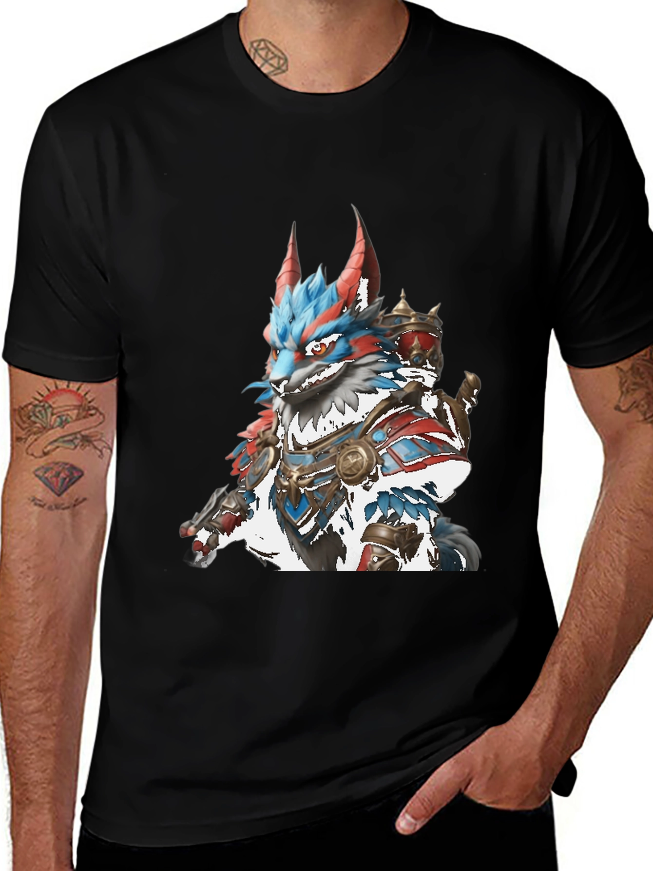 Variant 23 of Wolf Warrior Graphic Tee - Black T-Shirt