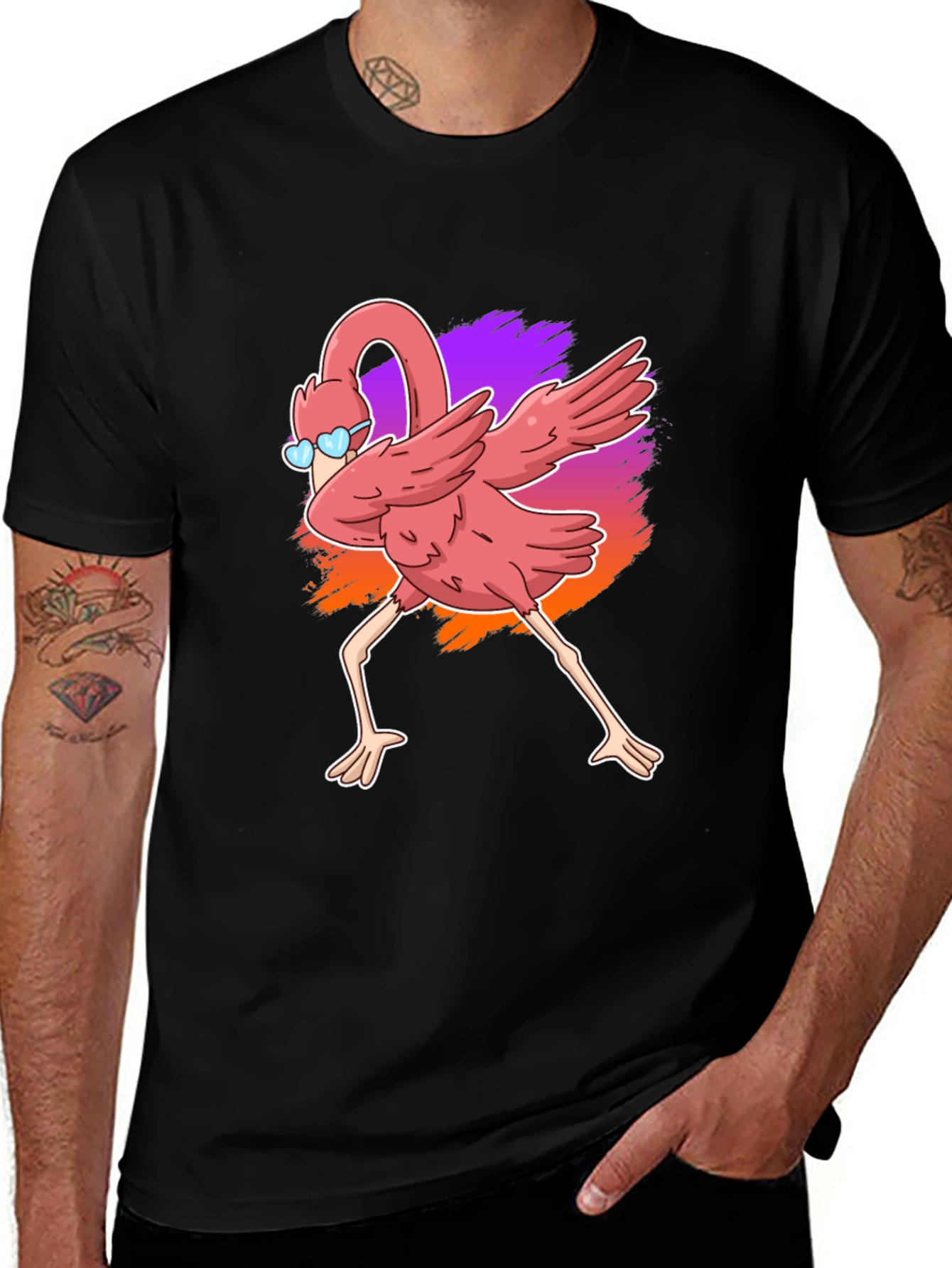 Variant 3 of Dabbing Flamingo Graphic Tee - Cool Bird Shirt