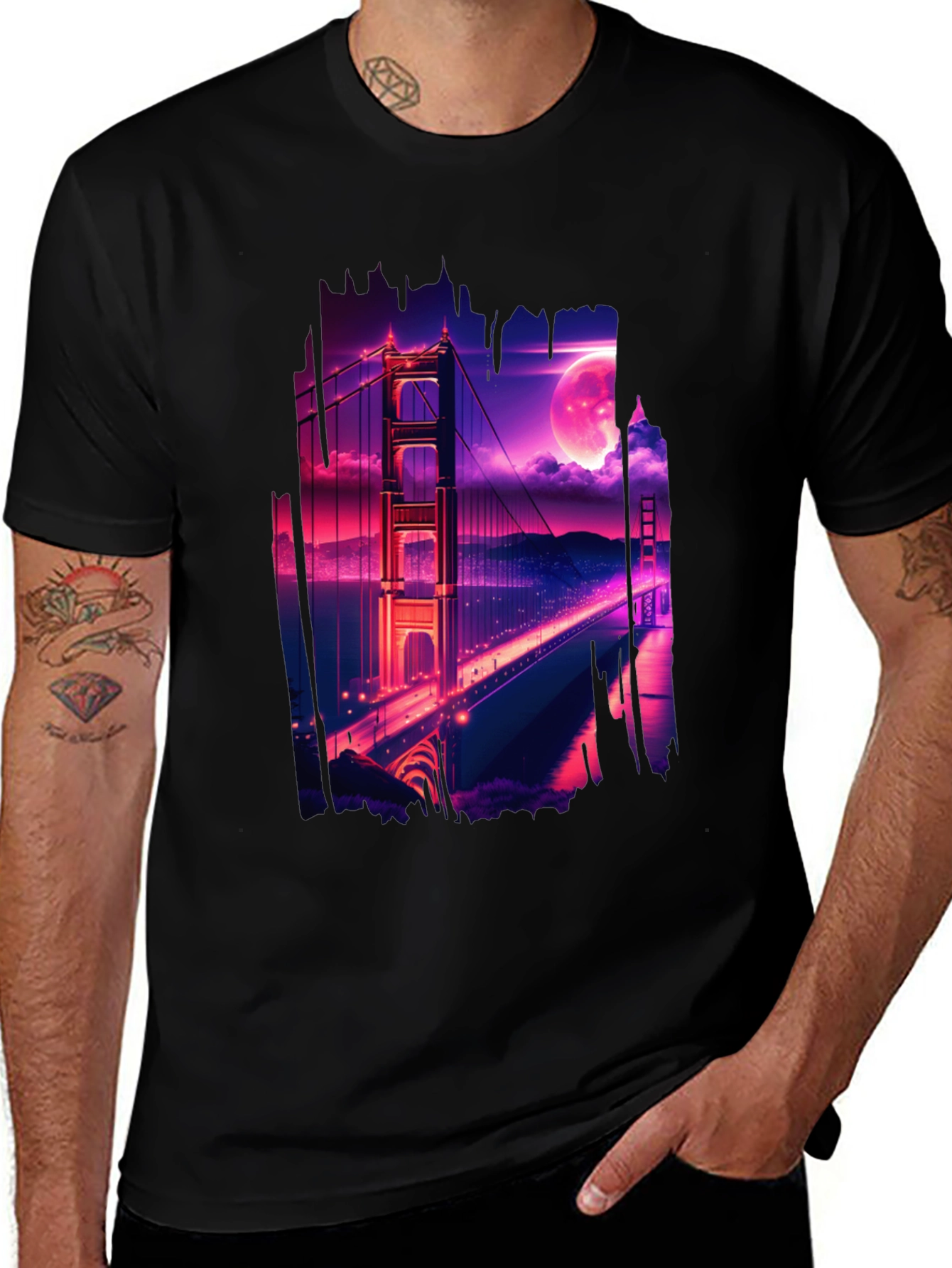 Variant 7 of Golden Gate Bridge Graphic Tee - Nightscape Design