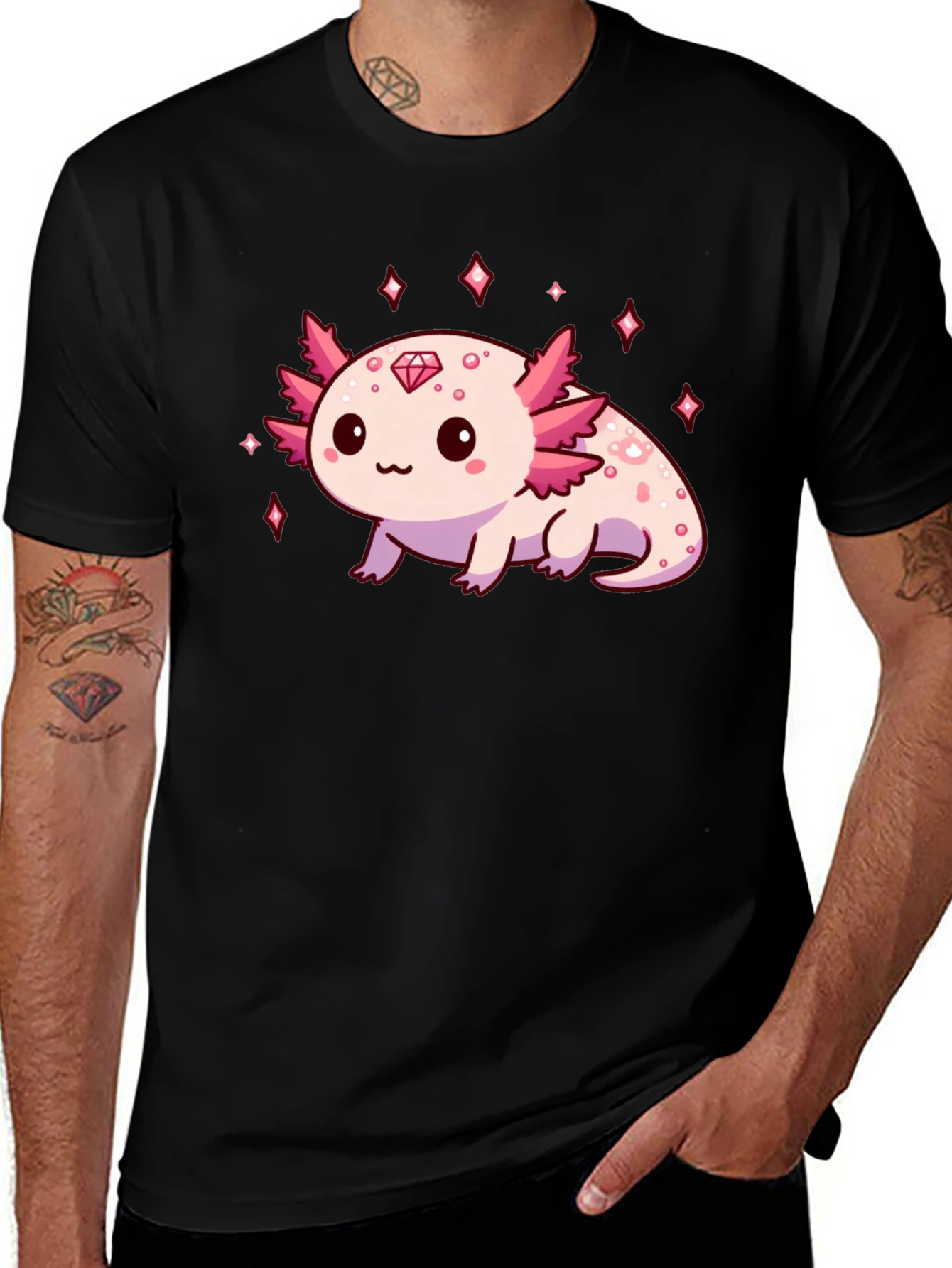 Variant 8 of Axolotl Diamond Black T-Shirt - Cute & Stylish
