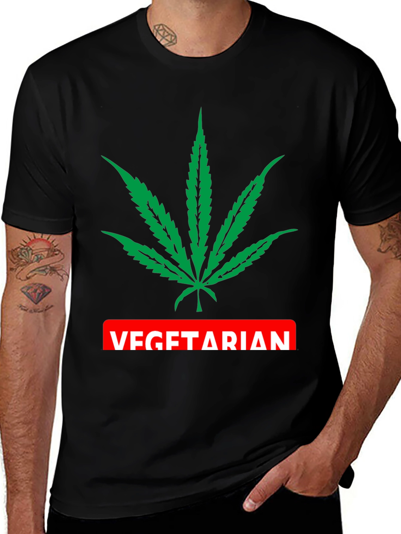 Variant 16 of Vegetarian T-Shirt with Marijuana Leaf