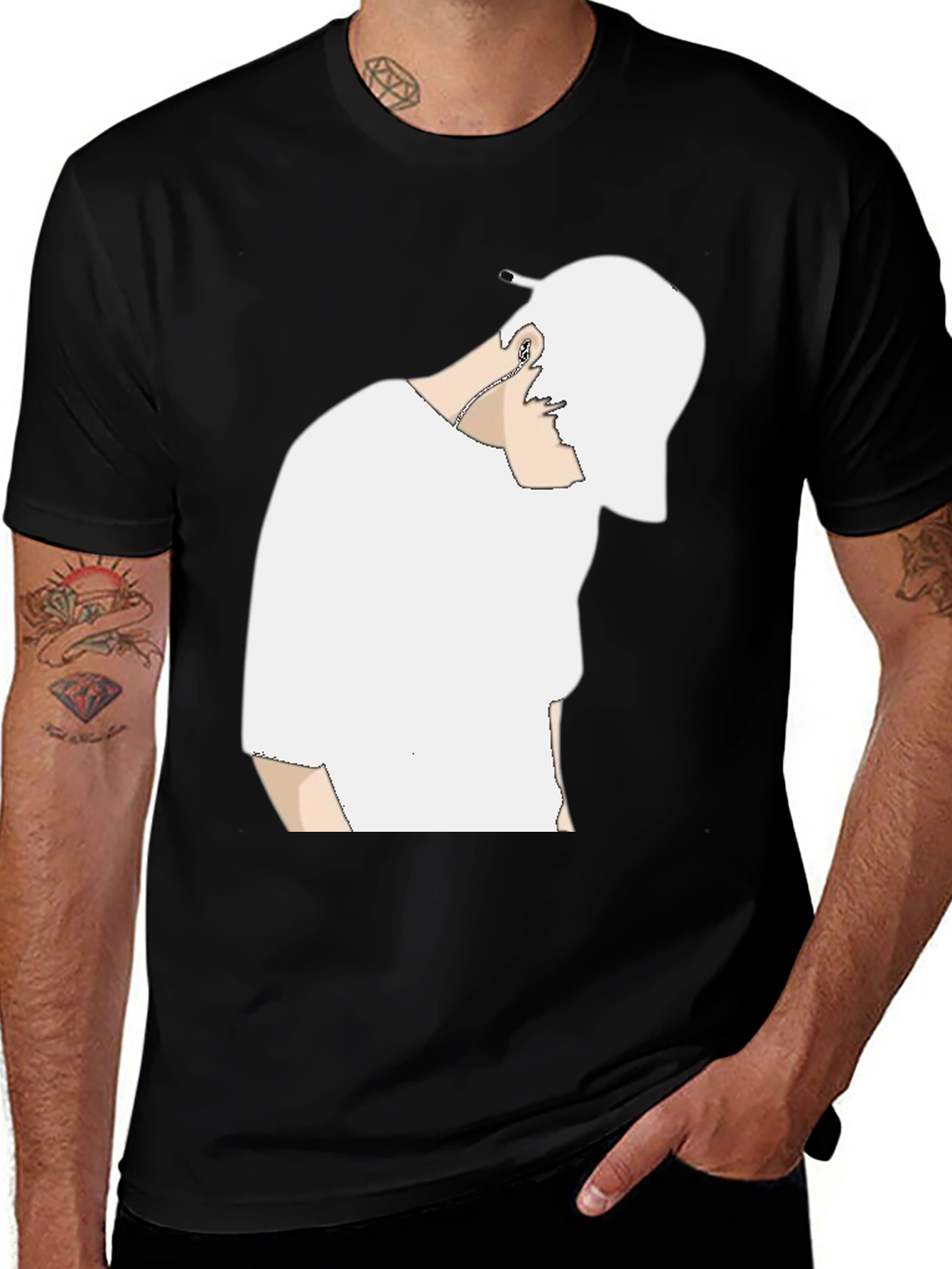 Variant 3 of Black T-Shirt with White Graphic Design