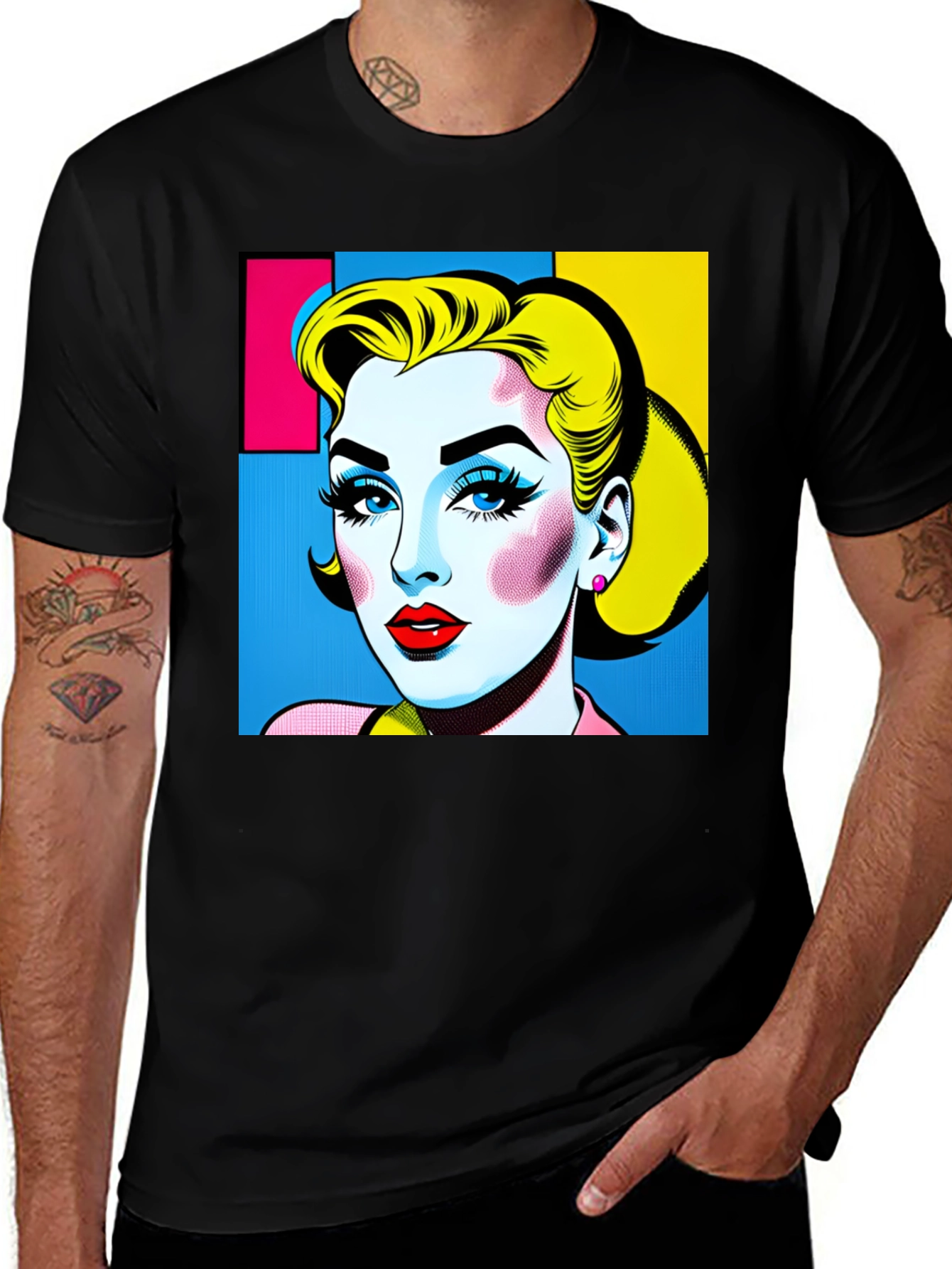 Variant 24 of Pop Art Woman Graphic Black T-Shirt