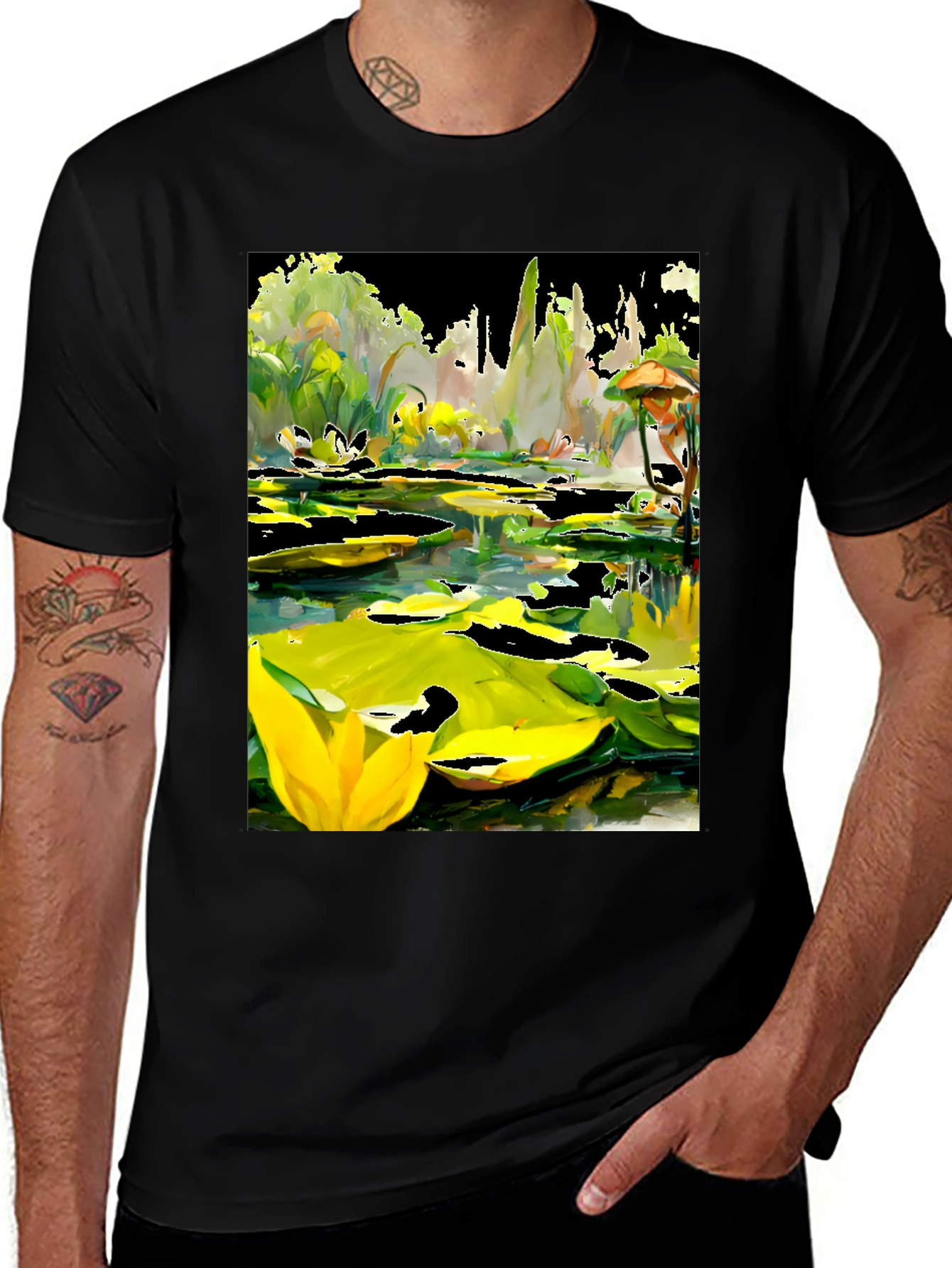 Variant 2 of Lily Pond T-Shirt - Unique Artistic Design