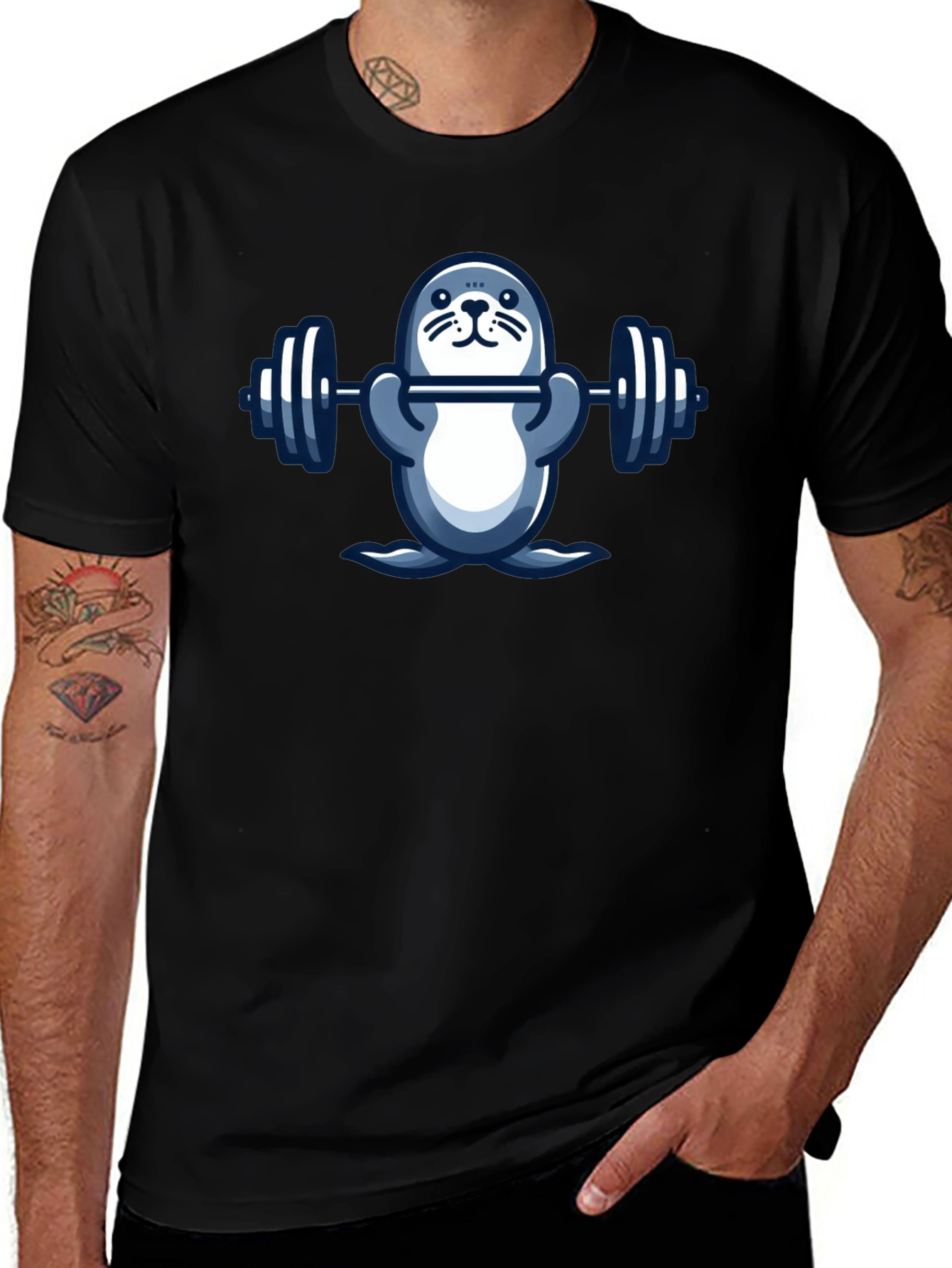 Variant 22 of Weightlifting Seal Graphic T-Shirt