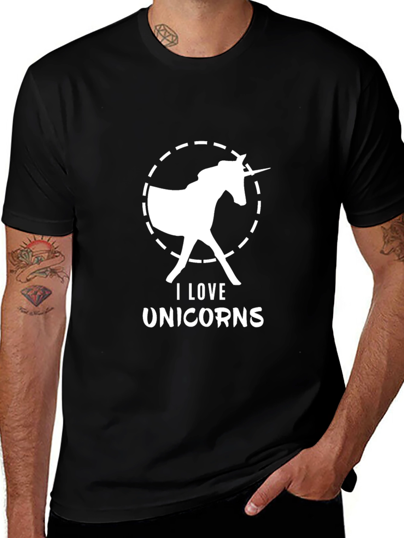I Love Unicorns Black T-Shirt - Men's