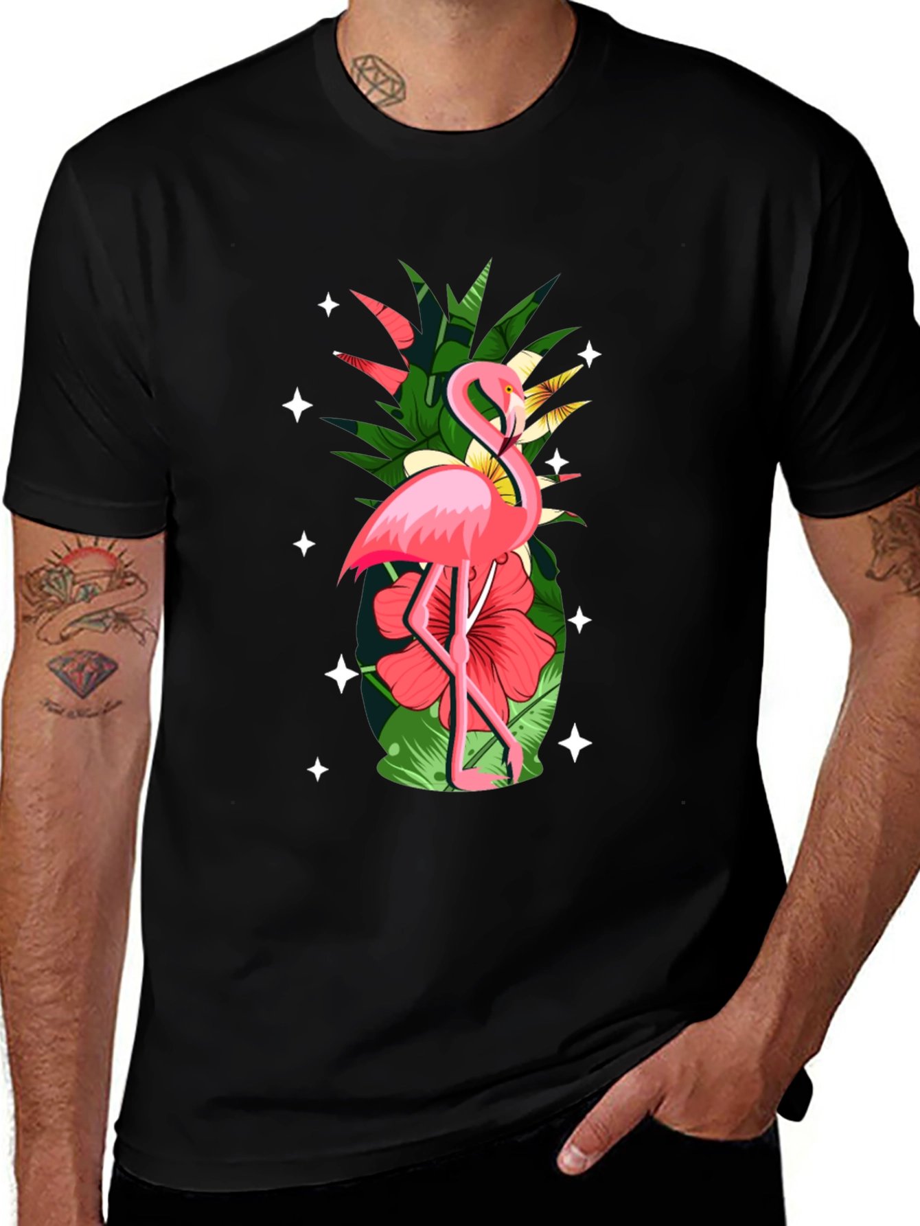 Variant 9 of Tropical Flamingo Graphic Tee - Pineapple & Floral Design