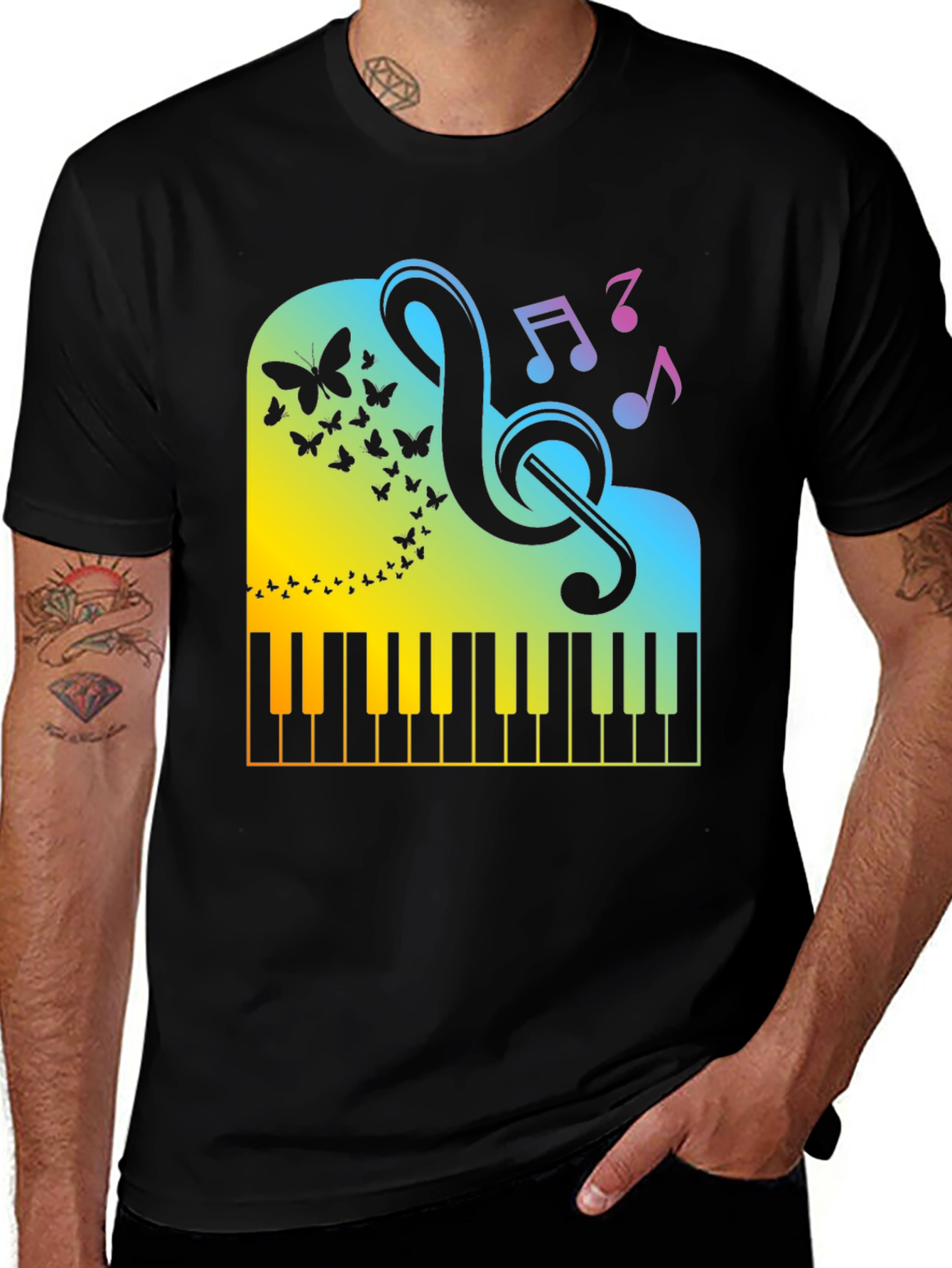Variant 19 of Piano Music Graphic Tee - Black