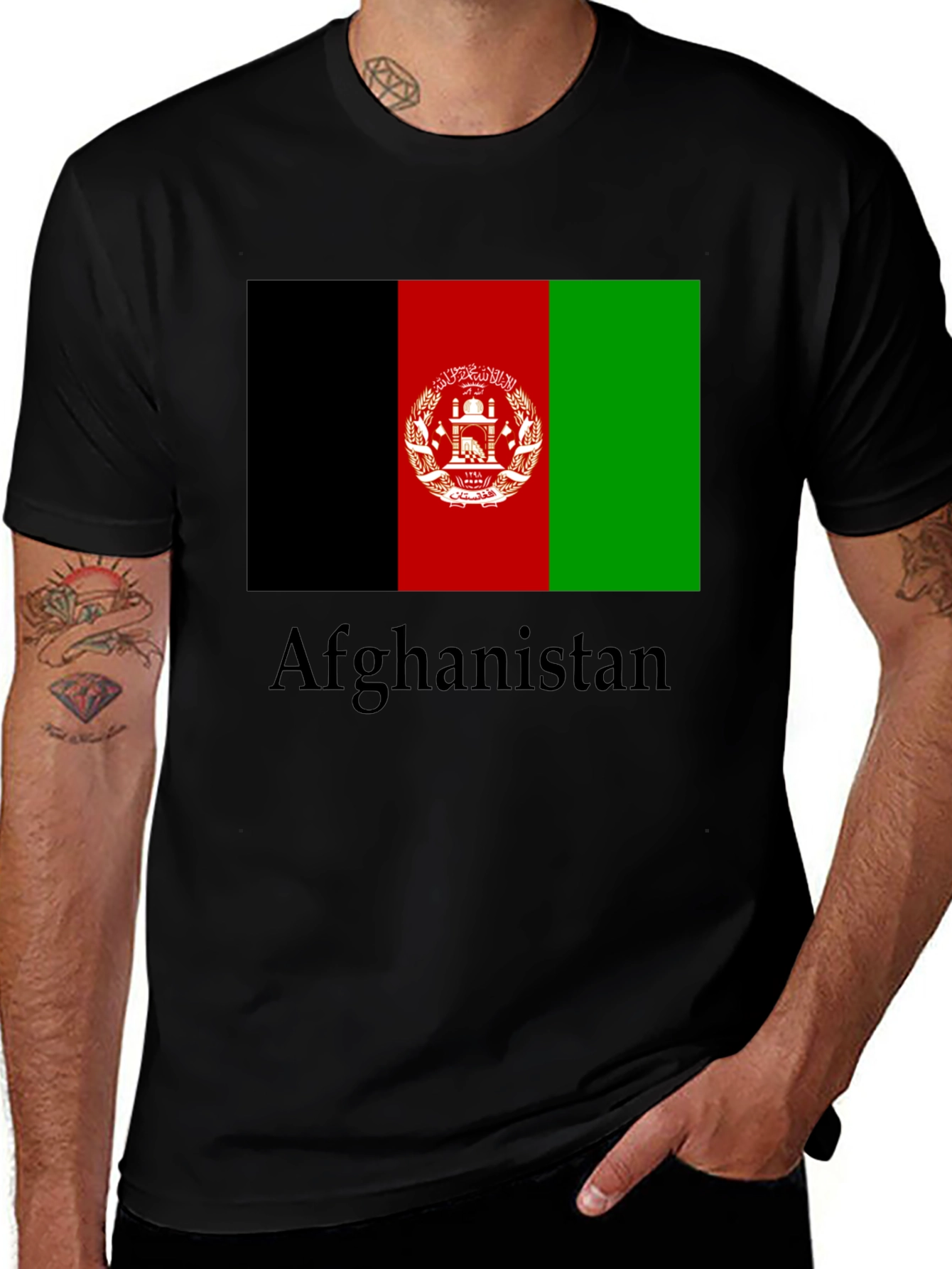 Variant 7 of Afghanistan Flag T-Shirt, Graphic Tee