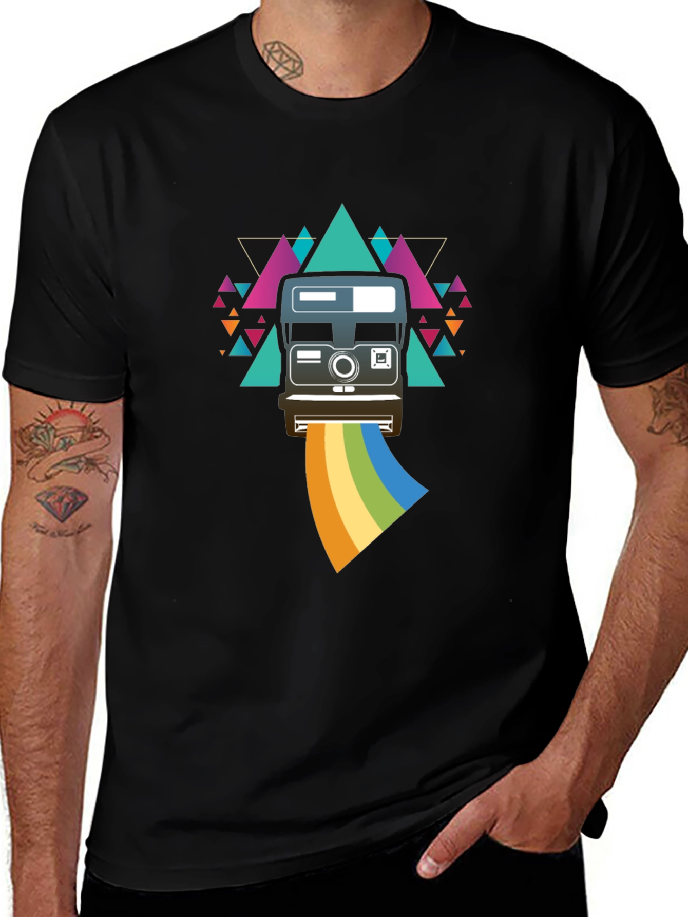Variant 28 of Retro Camera Rainbow Graphic Tee - Unisex