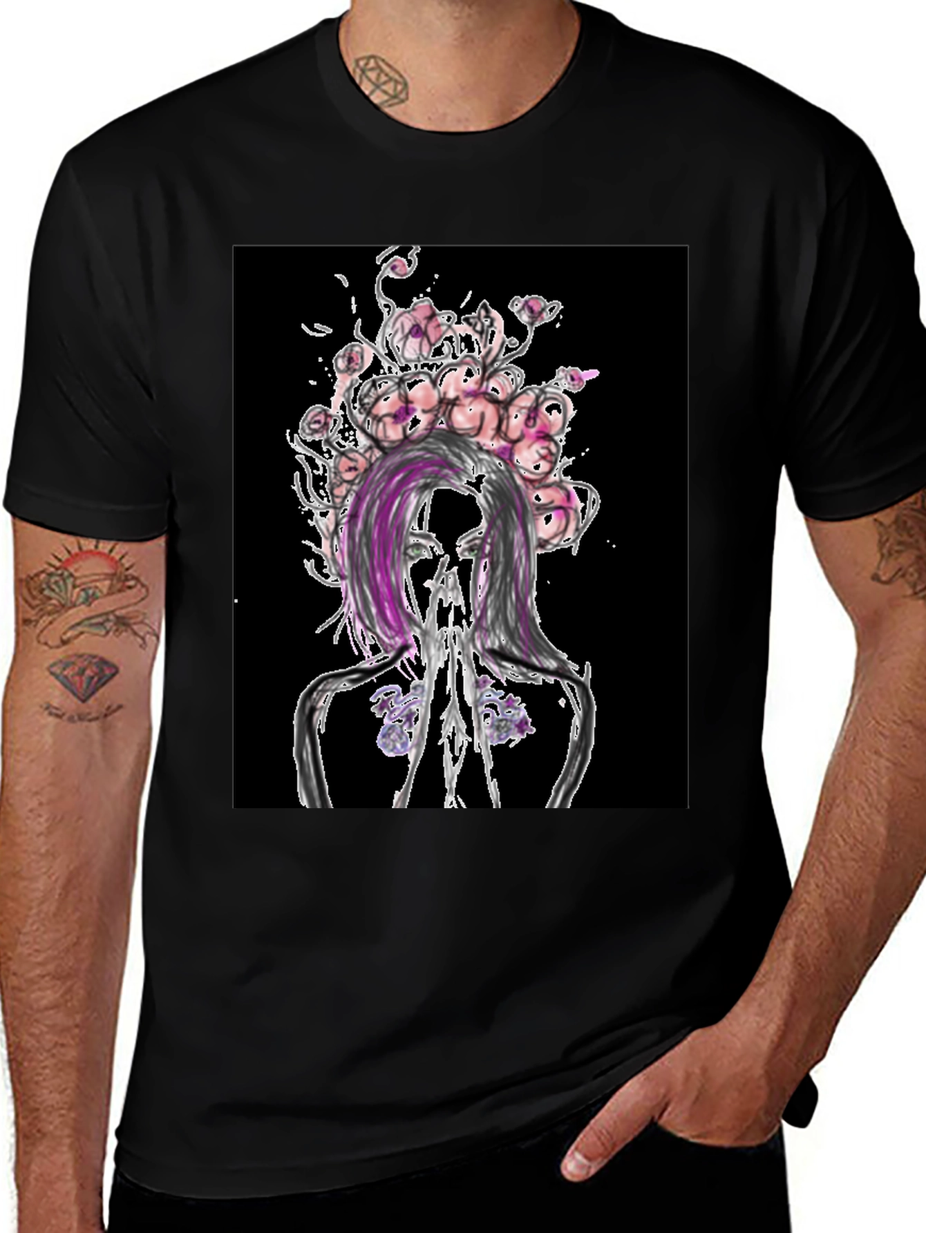 Variant 21 of Floral Anatomy Black Graphic Tee