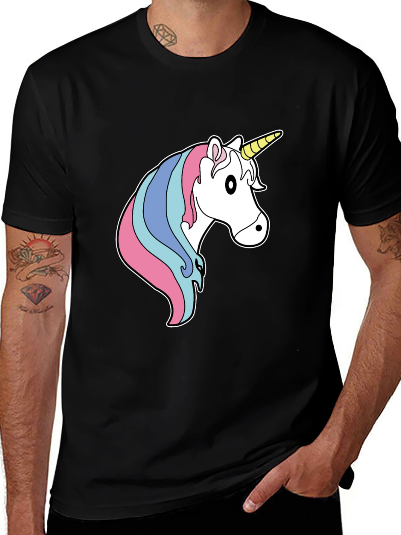 Black Unicorn Graphic Tee - Black Cotton Blend main image