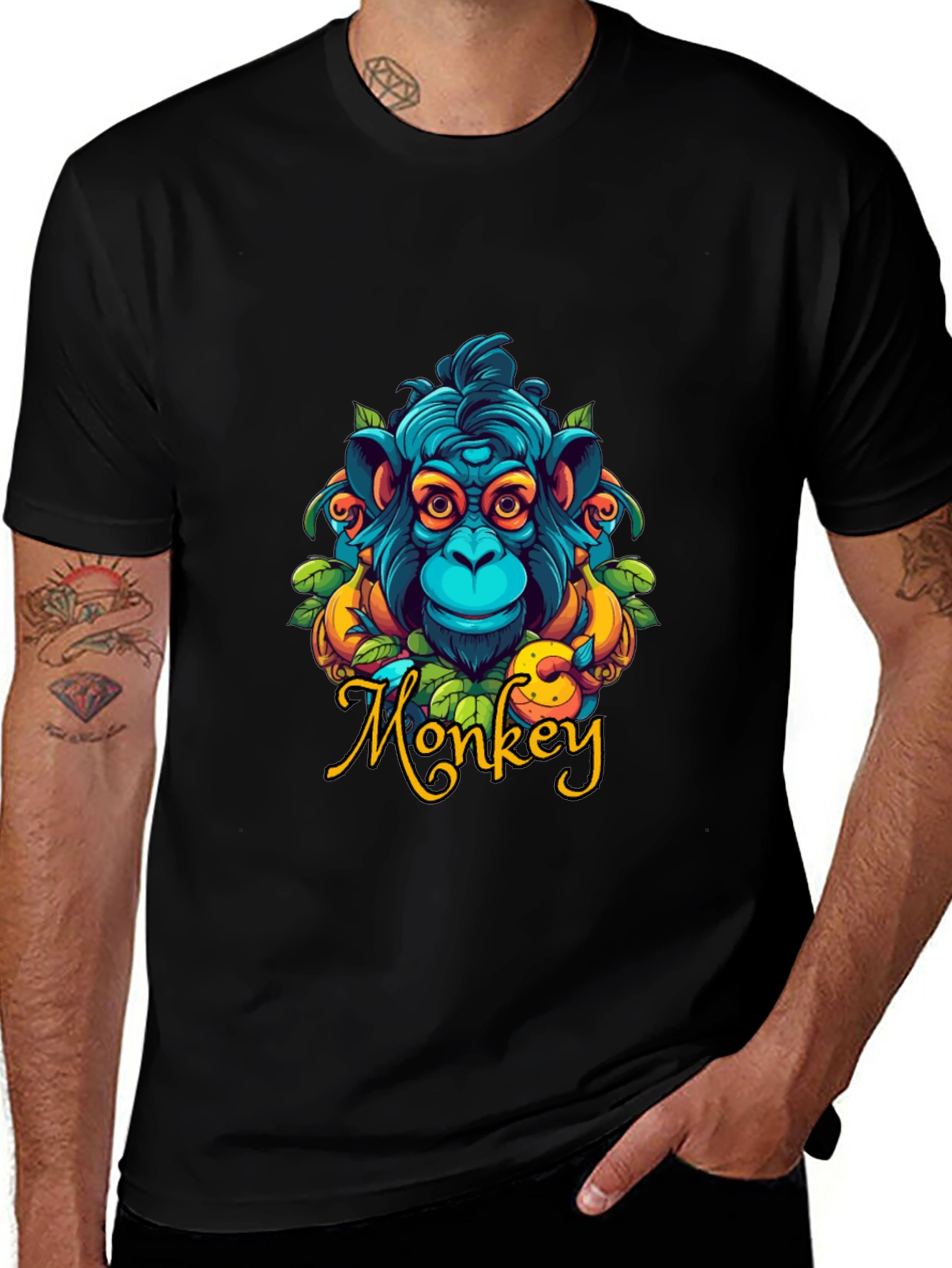 Variant 15 of Monkey Graphic Black T-Shirt - Unique Design