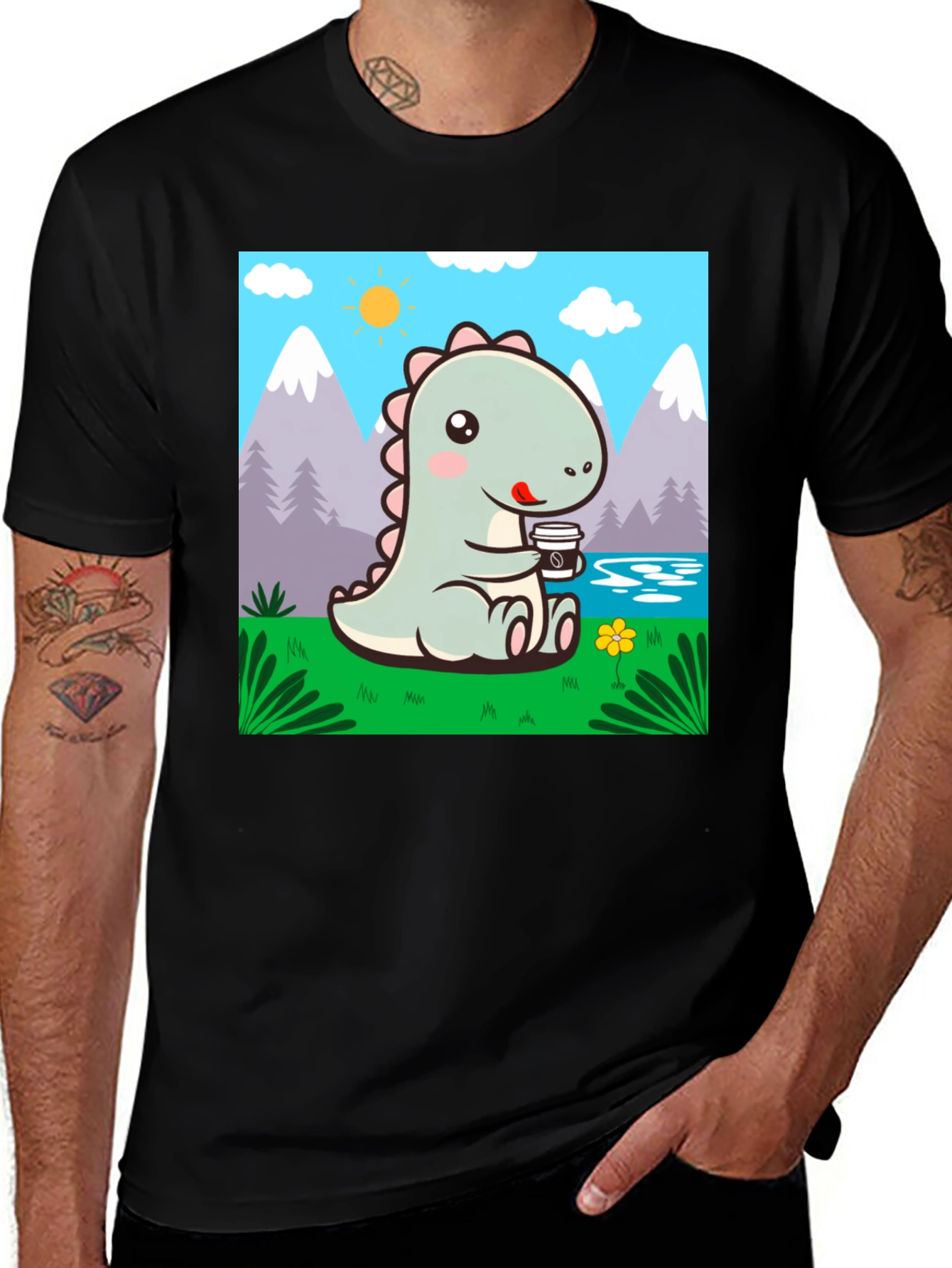 Variant 2 of Cute Dinosaur Coffee T-Shirt