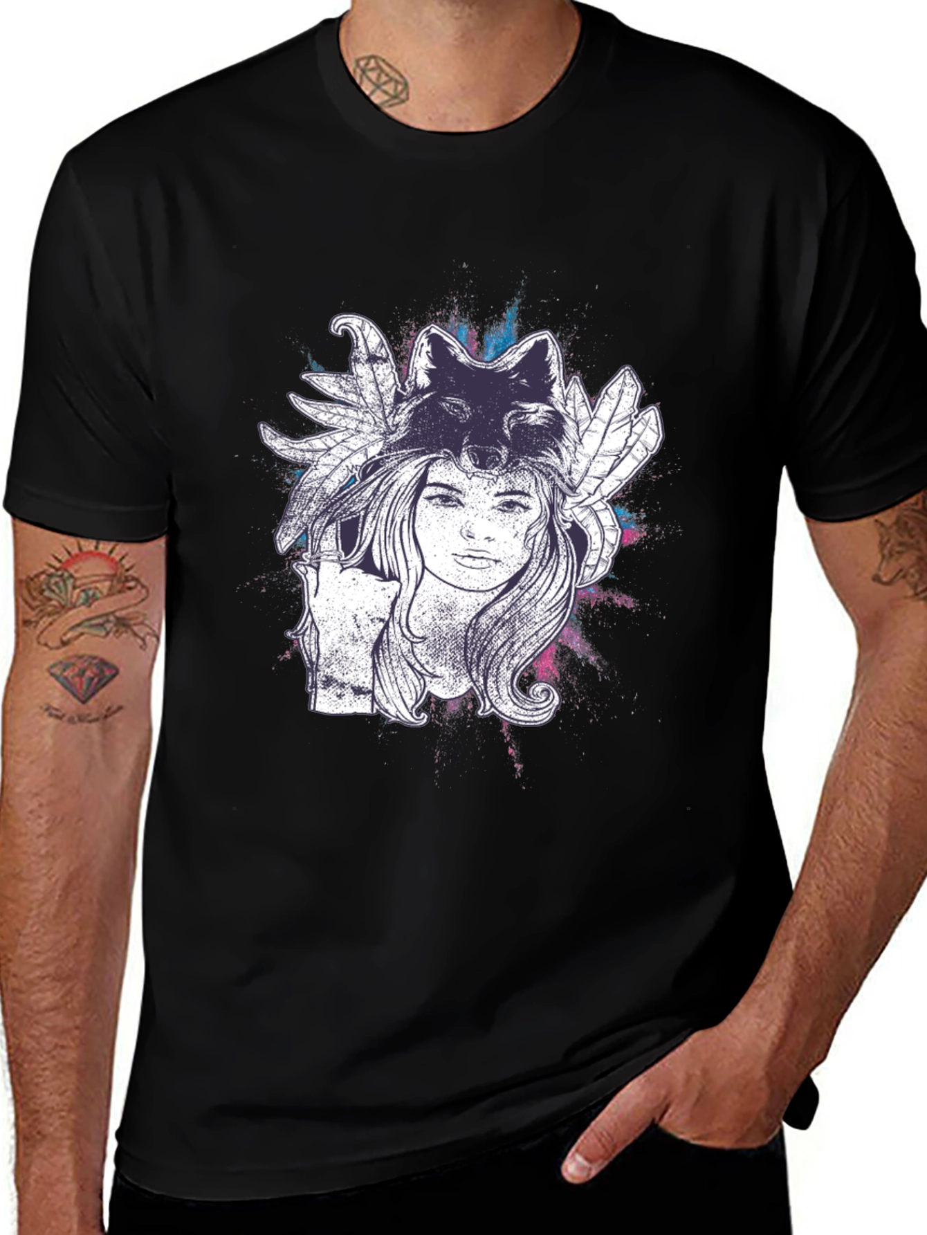 Variant 22 of Wolf Headdress T-Shirt