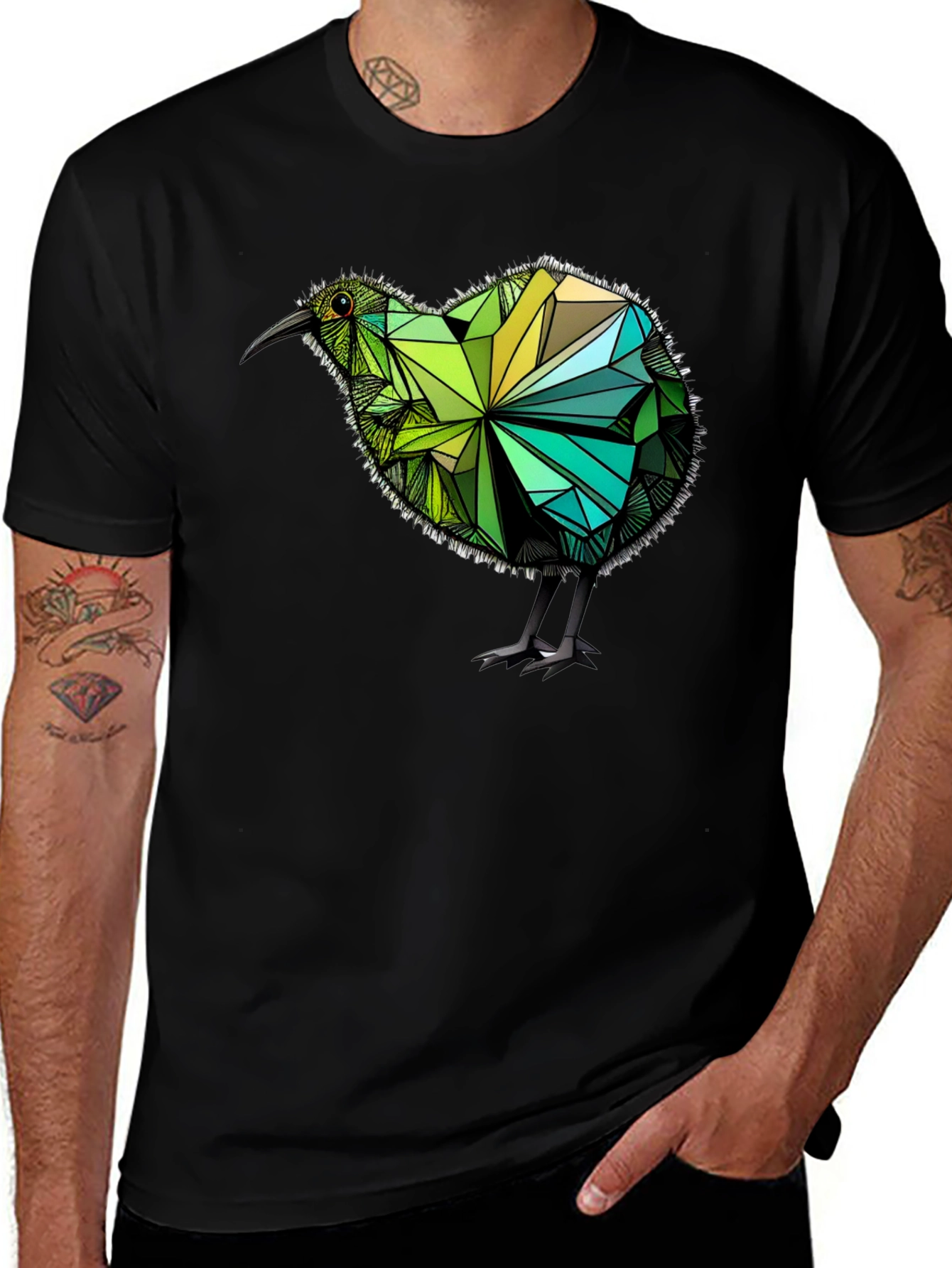 Variant 7 of Geometric Kiwi Bird Graphic Tee - Modern & Unique