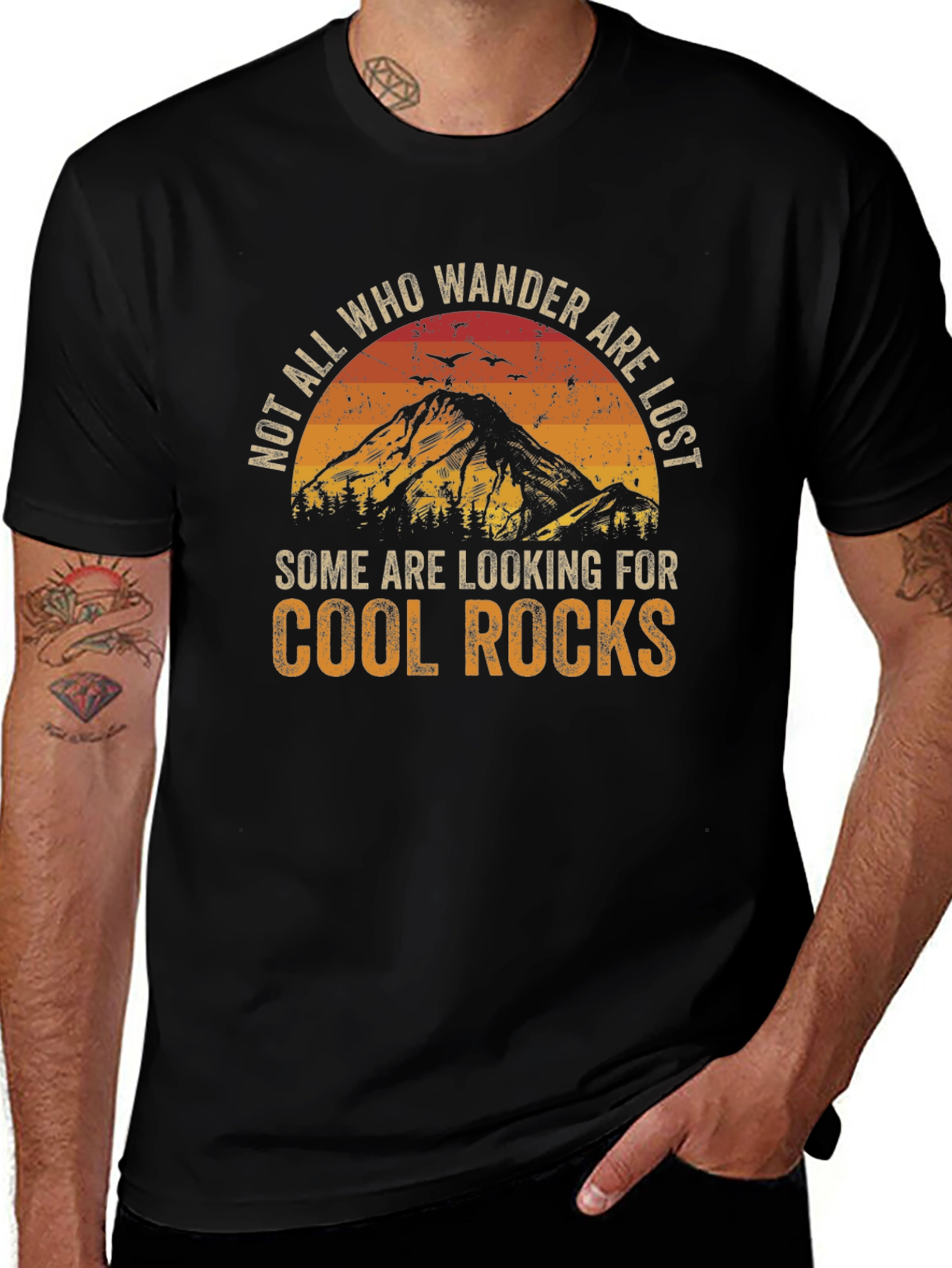 Variant 17 of Cool Rocks Hiking Tee - Not All Who Wander Are Lost