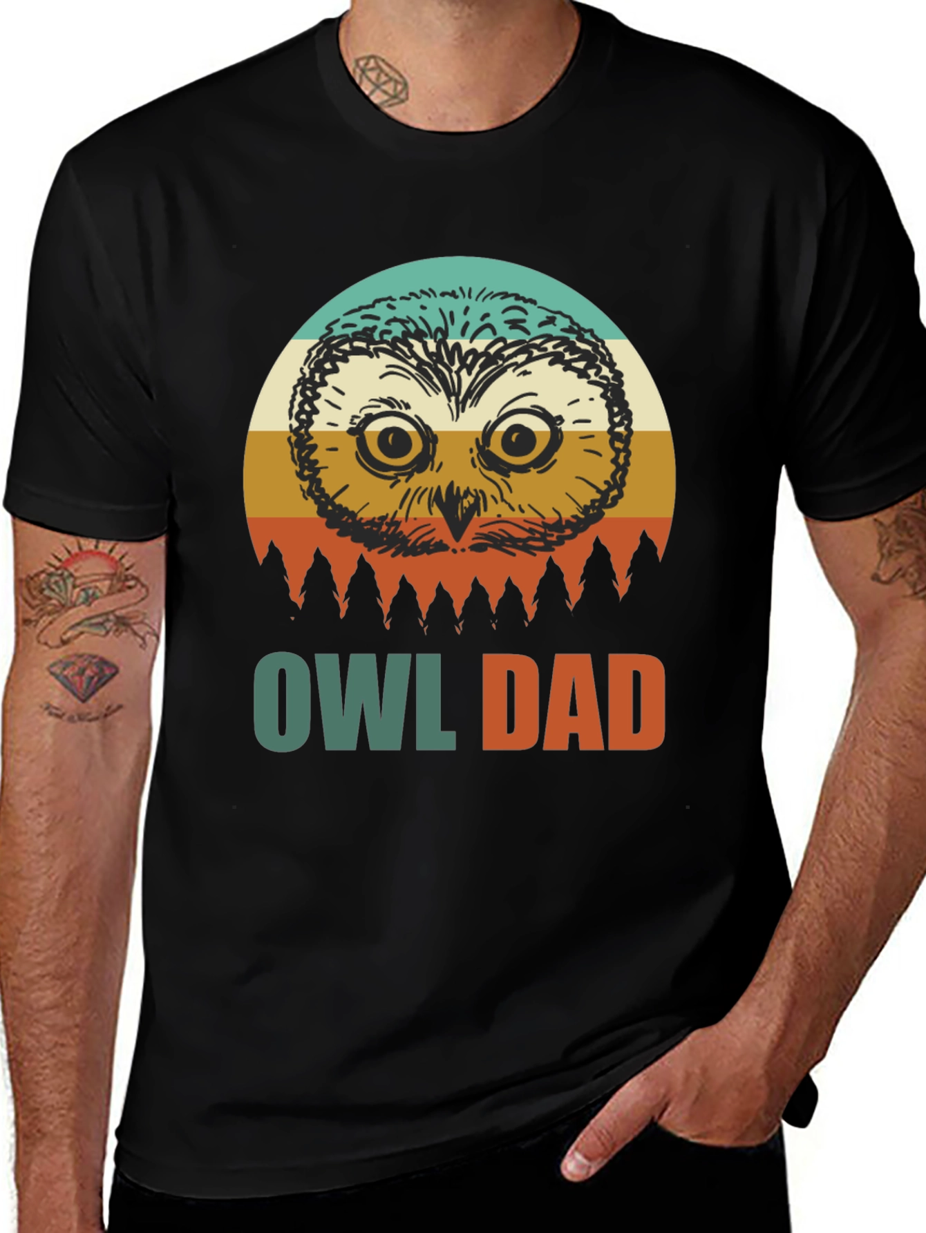 Variant 14 of Retro Owl Dad T-Shirt - Cool Father's Day Tee