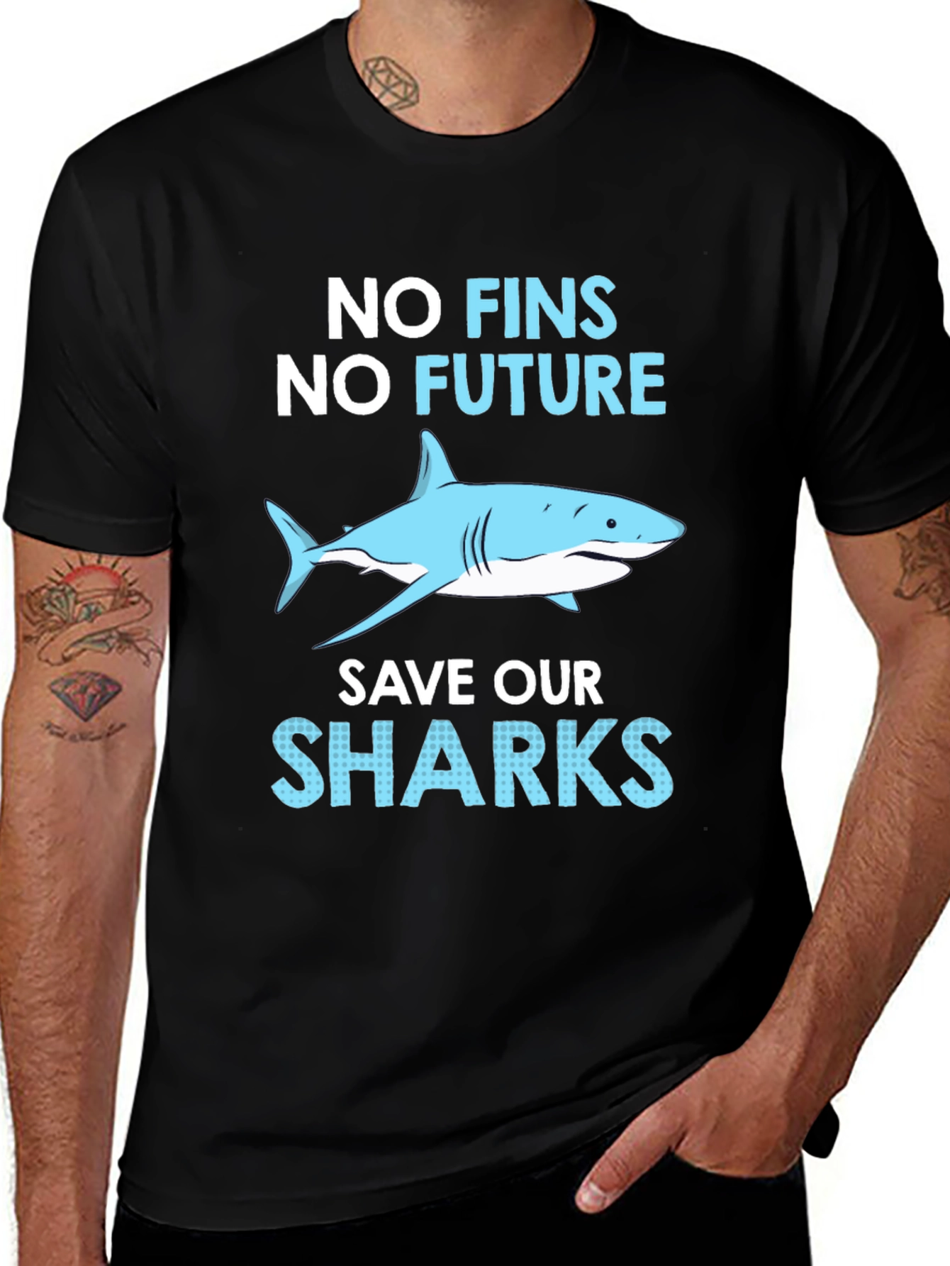 Variant 13 of Save the Sharks T-Shirt - No Fins, No Future!