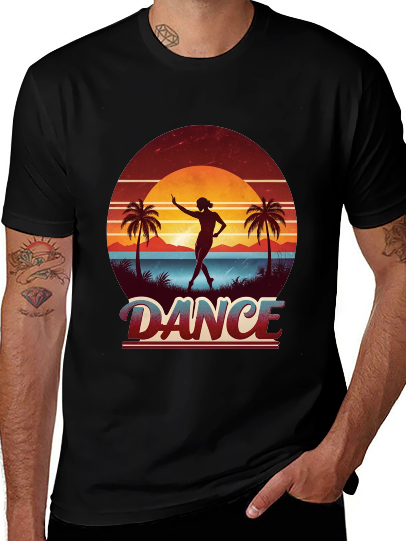 Variant 17 of Dance Retro Sunset Black T-Shirt