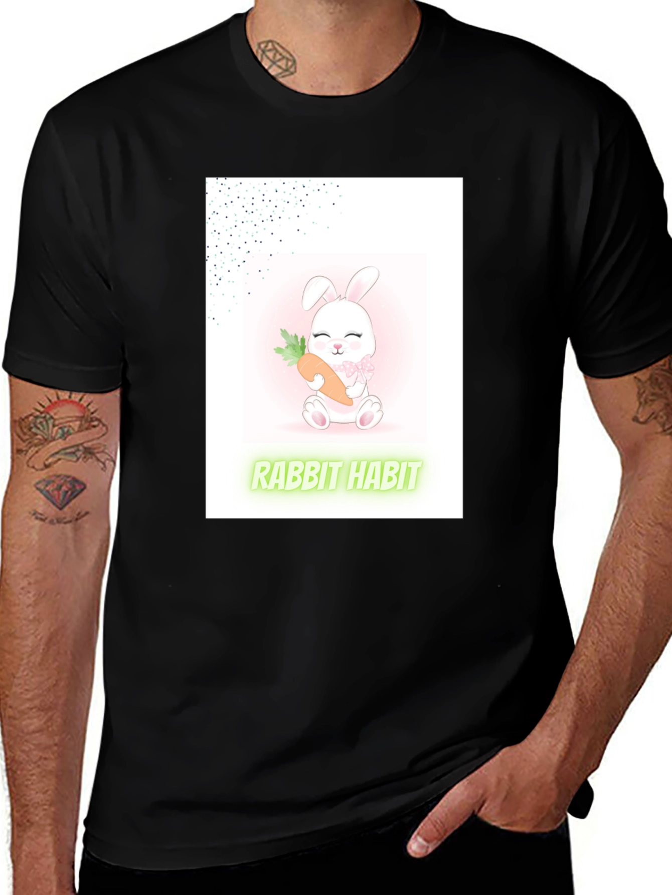 Variant 14 of Cute Rabbit Habit Graphic Tee - Trendy Unisex T-Shirt